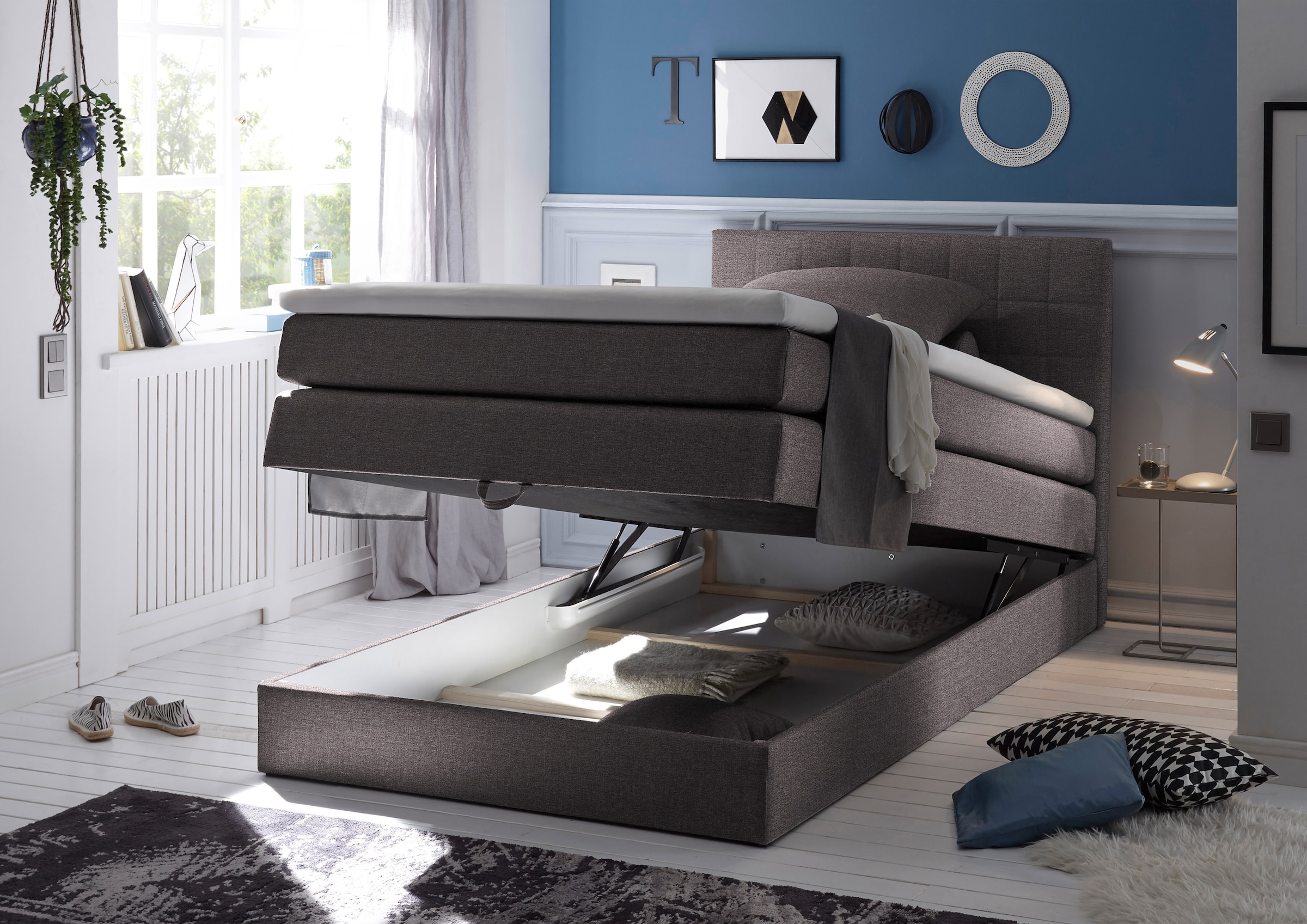 ED EXCITING DESIGN Boxspringbett »Hawaii«, inkl. einem Bettkasten und Topper