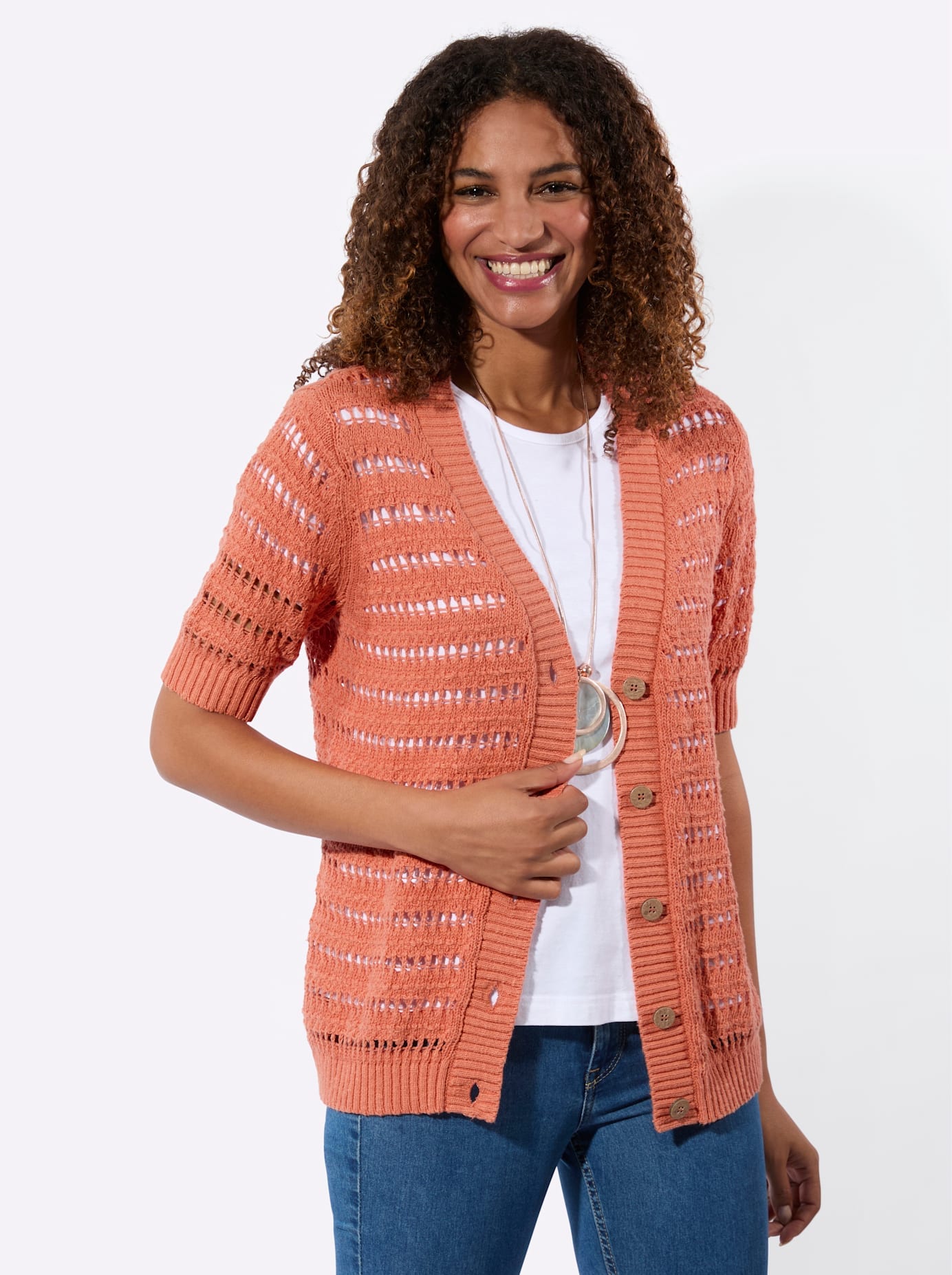 creation L Ajourstrickjacke