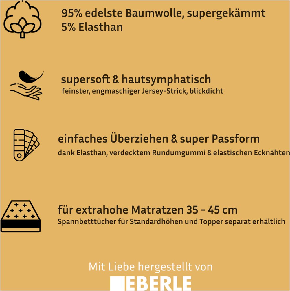 bellana Spannbettlaken »Jersey-Elasthan deLuxe« für Boxspringbetten und sehr hohe Matratzen