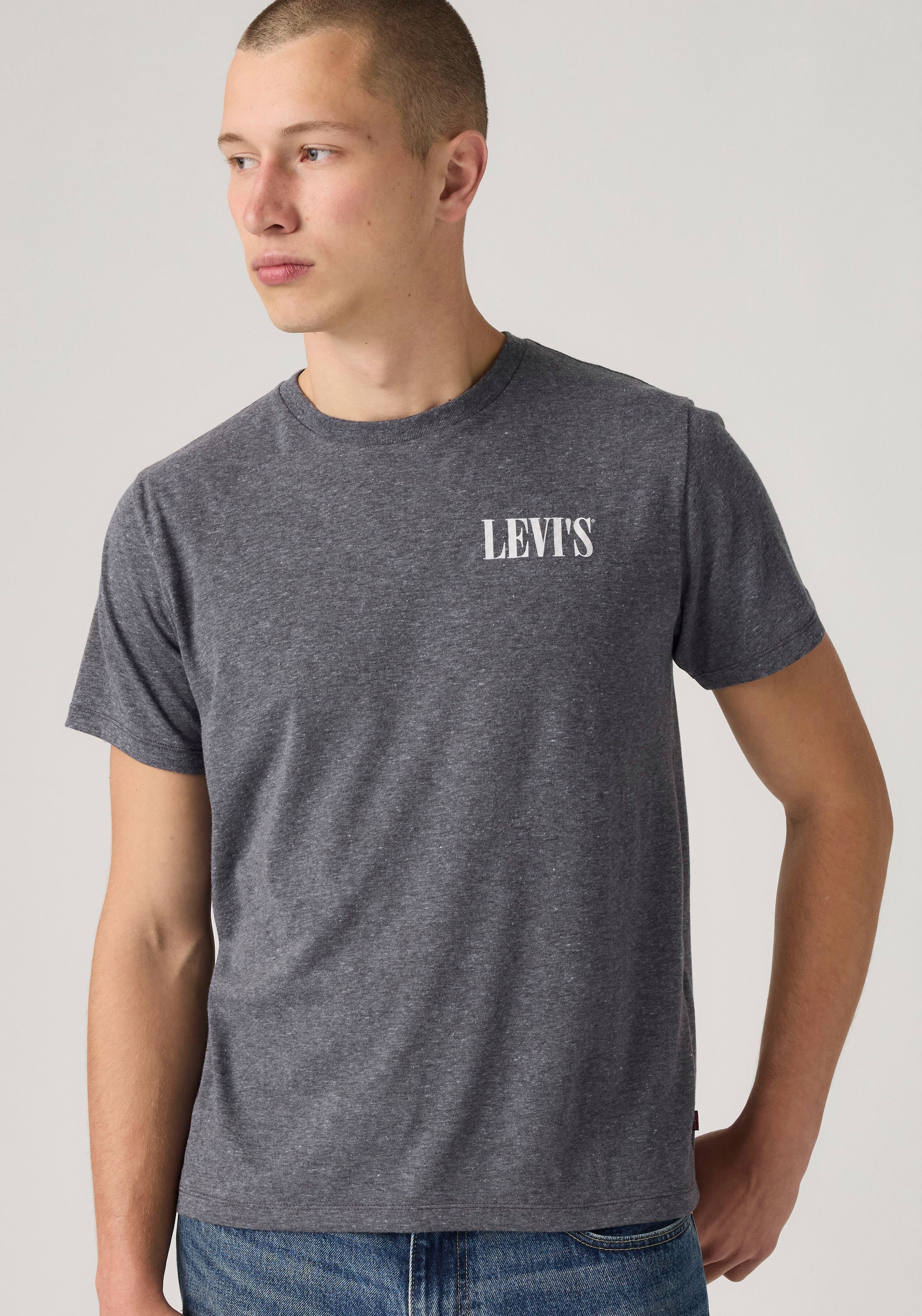 Levi's® T-Shirt »GRAPHIC CREWNECK TEE« Melierter Feinstrick, pflegeleichter Materialmix