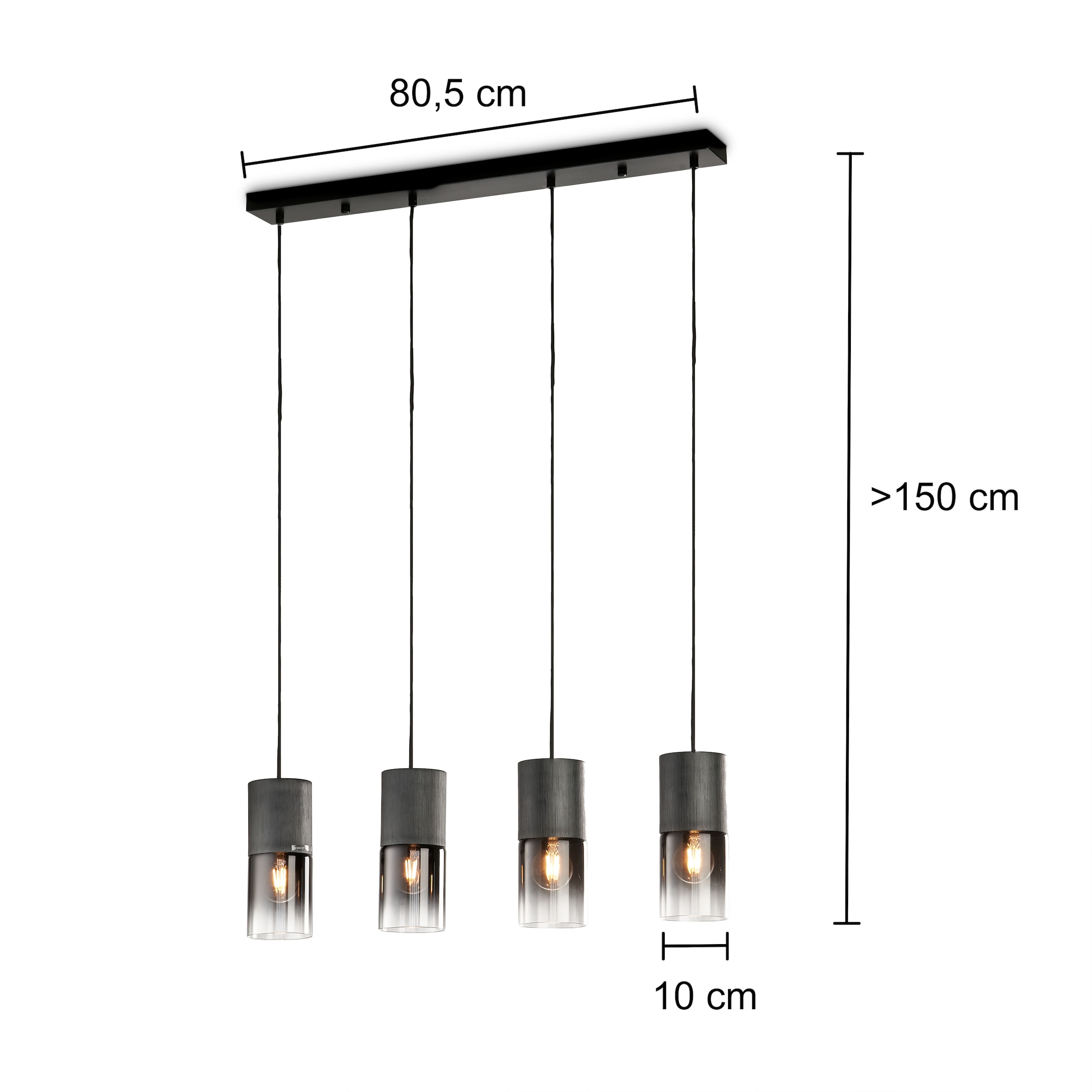 TRIO Leuchten Pendelleuchte »ROBIN« E27 1 Stk. Hängelampe 4-flammig, höhenverstellbar, Glasschirme Ø 10 cm, Esszimmer