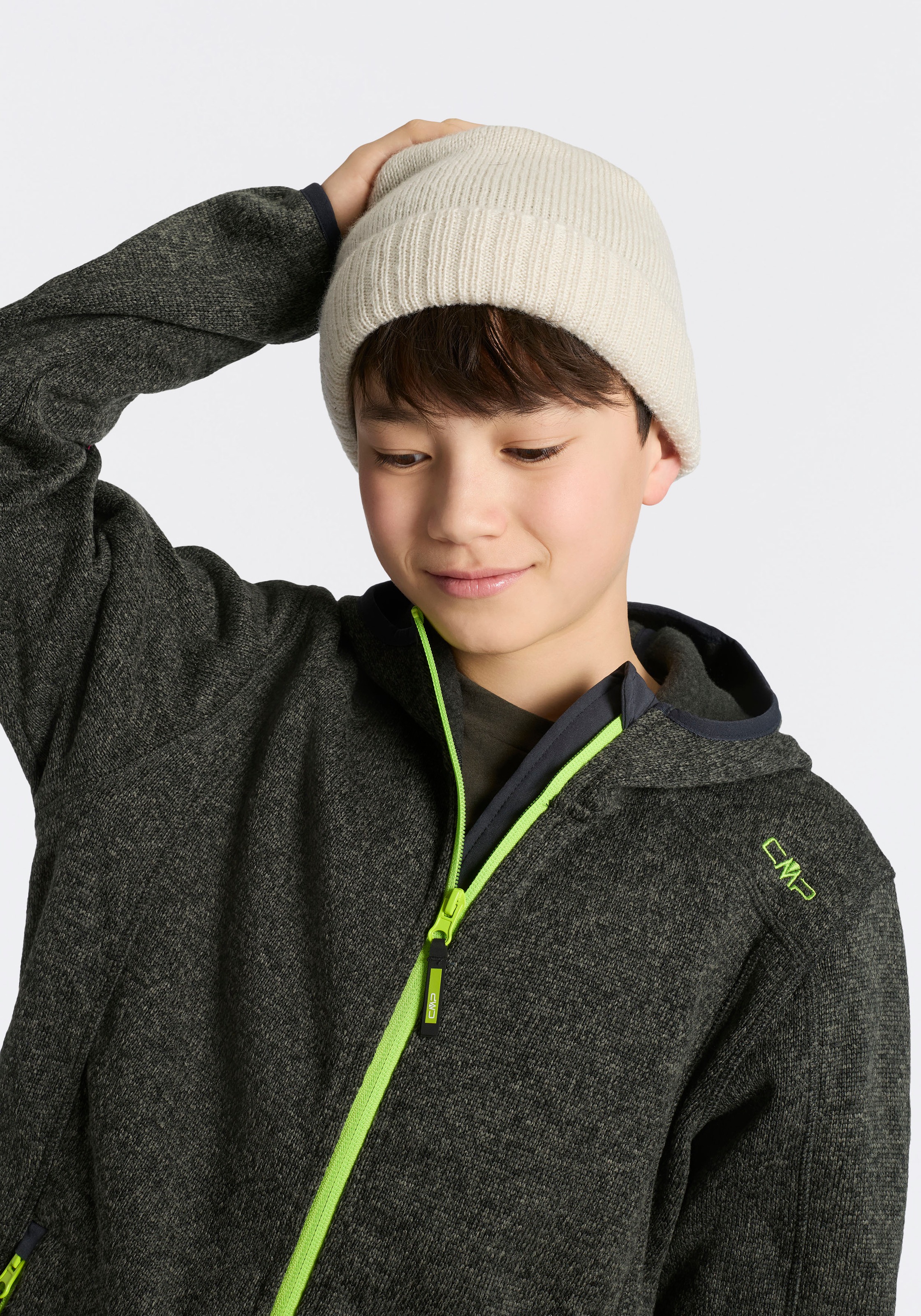 CMP Strickfleecejacke »KID JACKET FIXED HOOD« mit Kapuze wasserabweisend, windabweisend, mit Kapuze, wärmeisolierend
