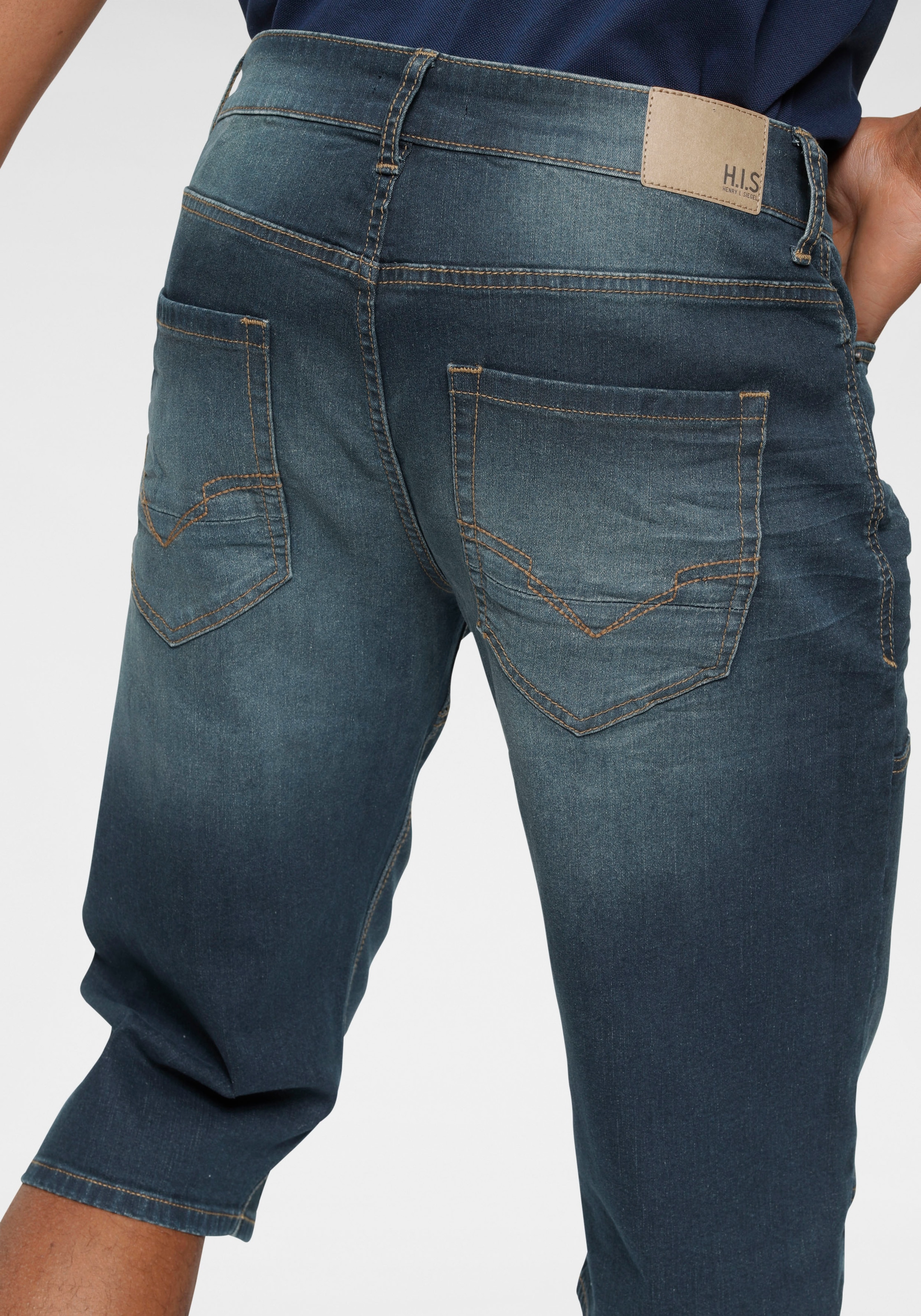 H.I.S Jeansbermudas »HANTZ«, (Set, 2 tlg., mit abnehmbarem Gürtel), gerader Beinschnitt, Used-Look mit Abriebeffekten