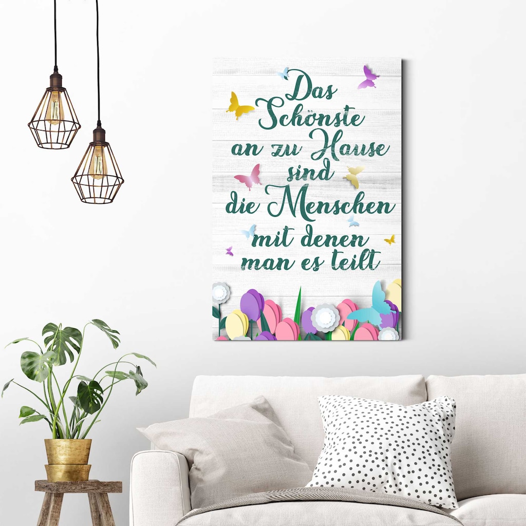 Reinders! Wandbild »Wandbild Zu Hause Familien - Lebensfreude - Weisheit«, Schriftzug, (1 St.)