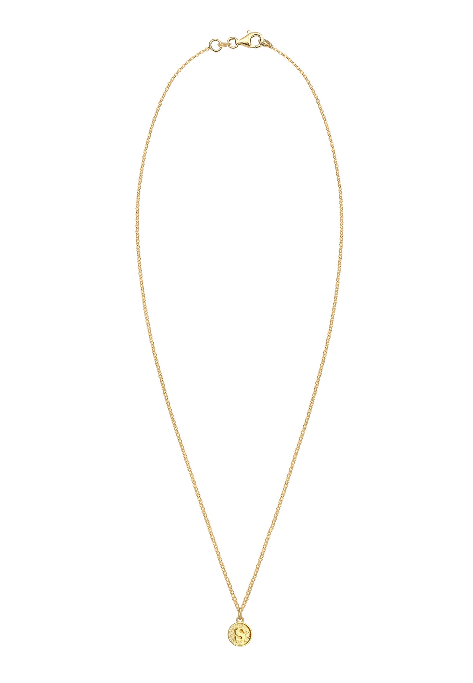Elli Kette mit Anhänger »Halskette Plättchen Vintage Buchstabe S Initialen 925 Sterling Silber«