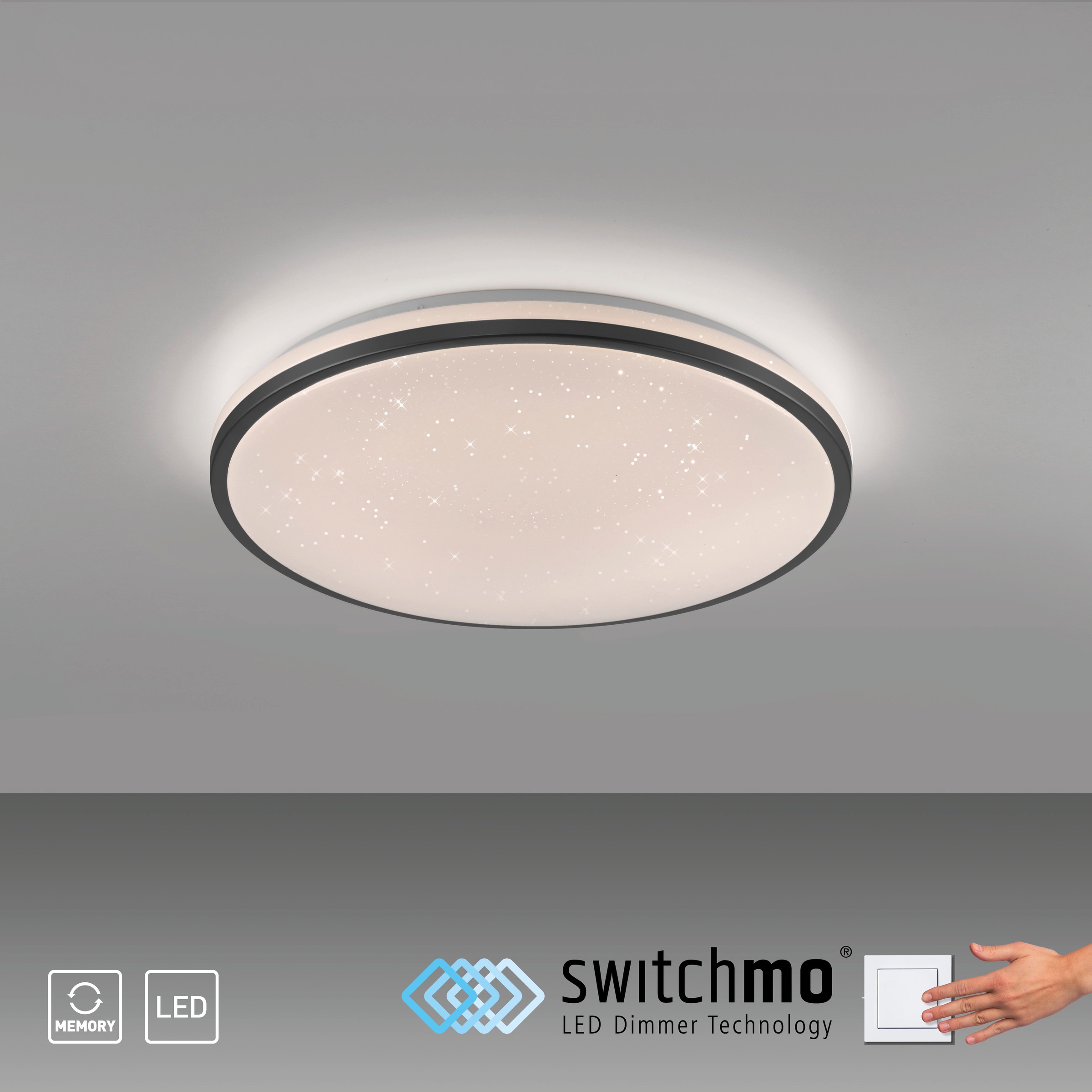 JUST LIGHT Deckenleuchte »KYLE«, 1 flammig, Leuchtmittel LED-Board | LED fest integriert, LED, dimmbar, Switchmo, Memory, nach Trennung vom Netz
