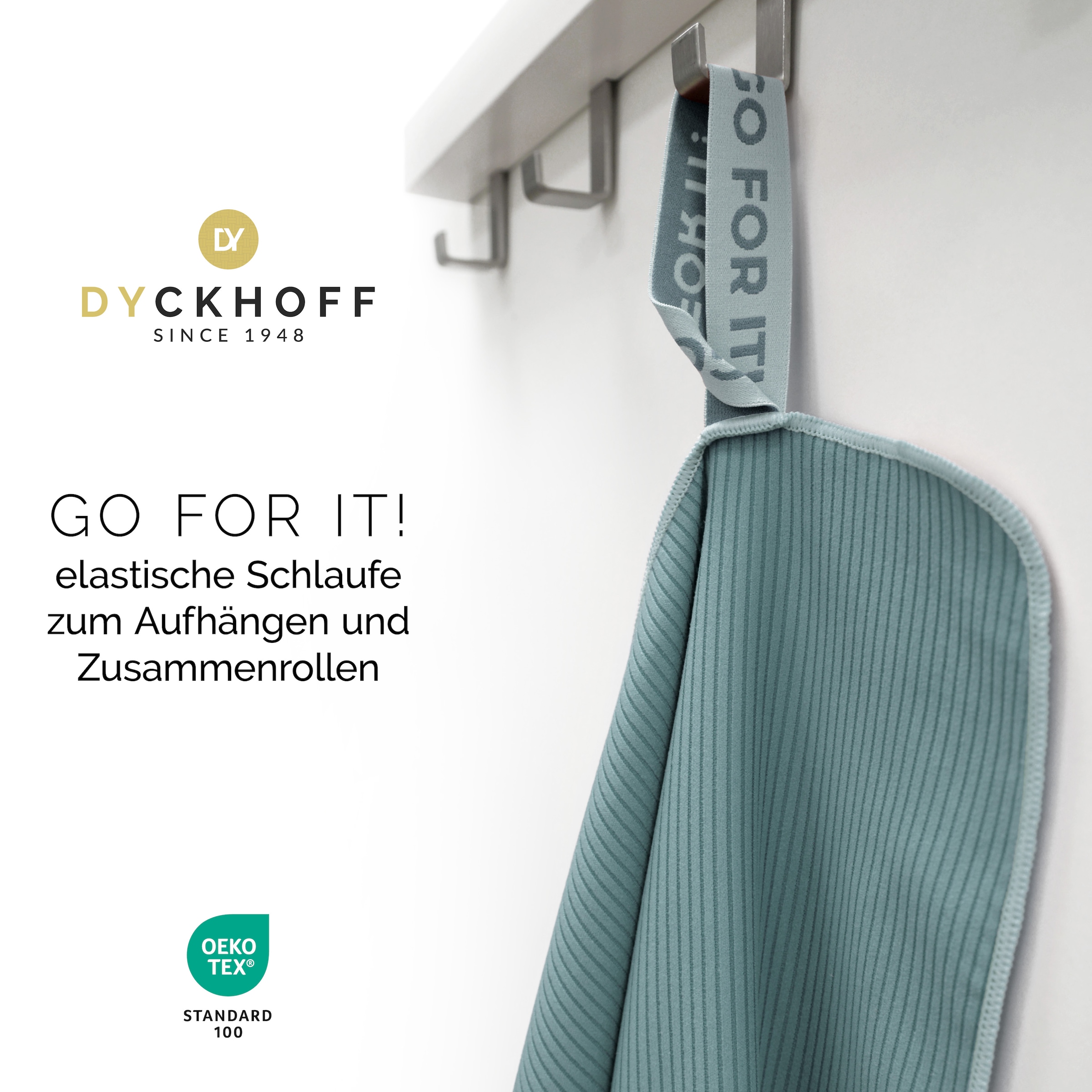 Dyckhoff 1100000002199 »Mikrofaser Sporttuch Struktur« Mit Überstülpkapuze, Schnelltrocknend, Leicht, Reißverschlusstasche
