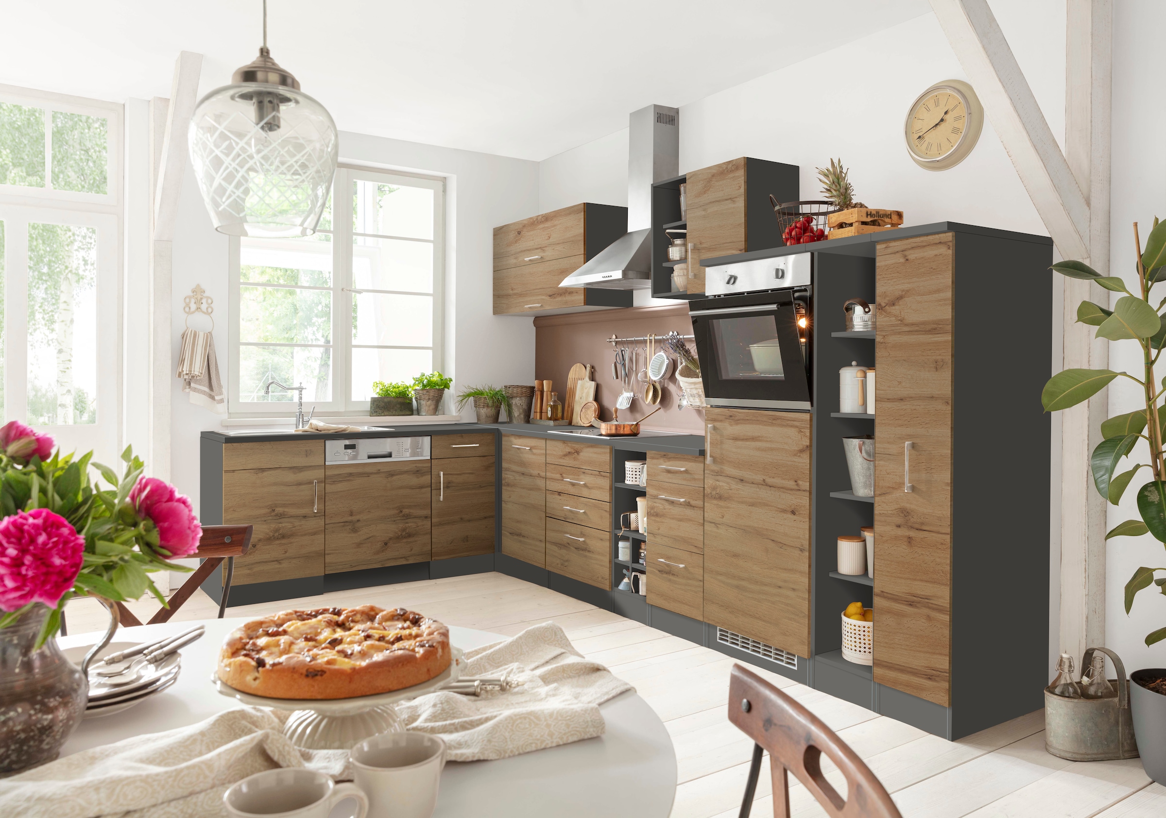 KOCHSTATION Winkelküche »KS-Colmar« ohne E-Geräte, Stellbreite 210/360 cm