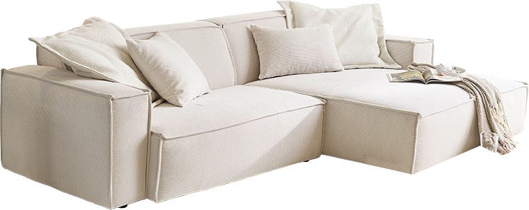 3C Candy Ecksofa »Matteo in elegant, kubischer Formensprache, bequem, L-Form« mit auffälliger Kedernaht, Feincord-Bezug, Lounge-Charakter