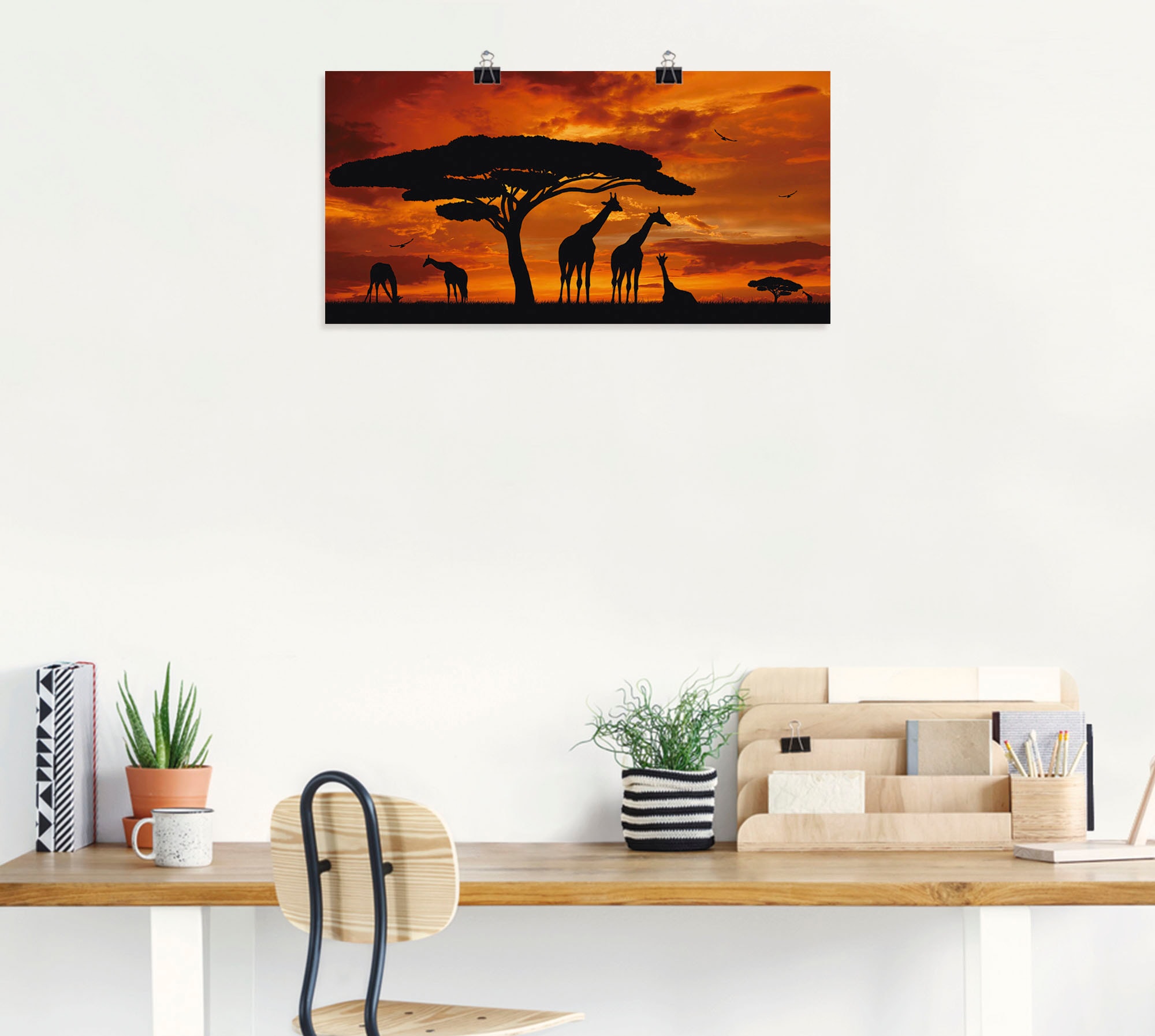 Artland Wandbild »Herde von Giraffen im Sonnenuntergang« Wildtiere 1 Stk. tlg. als Leinwandbild, Poster in verschied. Größen