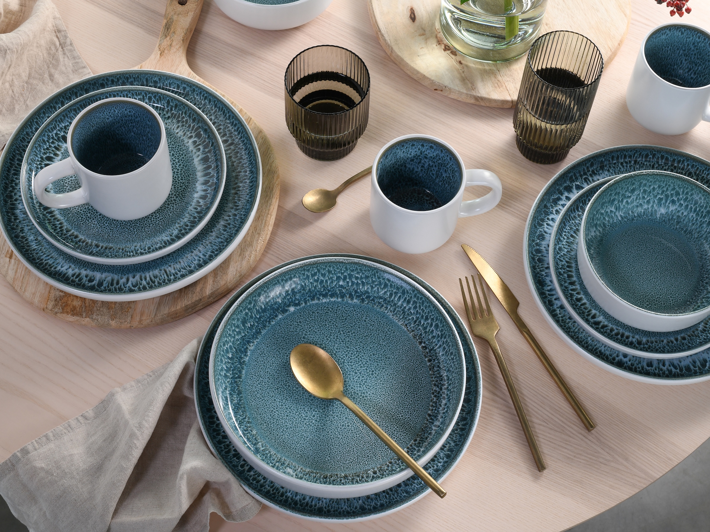 my home Kombiservice »modernes Geschirr-Set, Service Nydala« hohe Haltbarkeit, spülmaschinen- & mikrowellengeeignet, Reaktivglasur