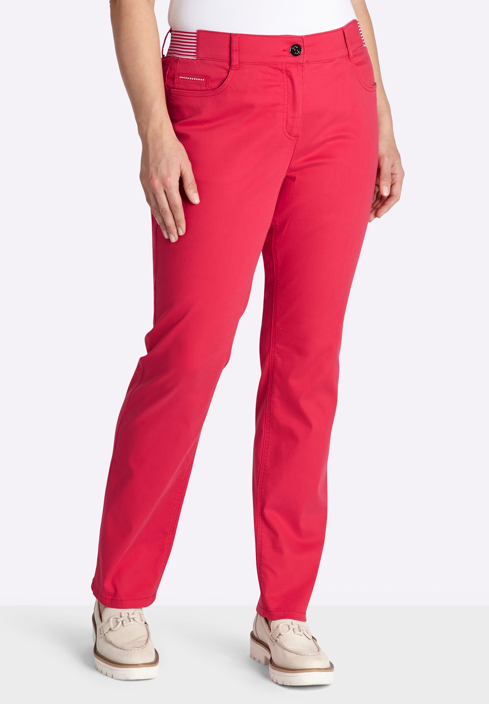 Sheego 5-Pocket-Hose »Hose lang 5-Pocket-Hose mit gestreiften Dehnbund-Einsätzen«