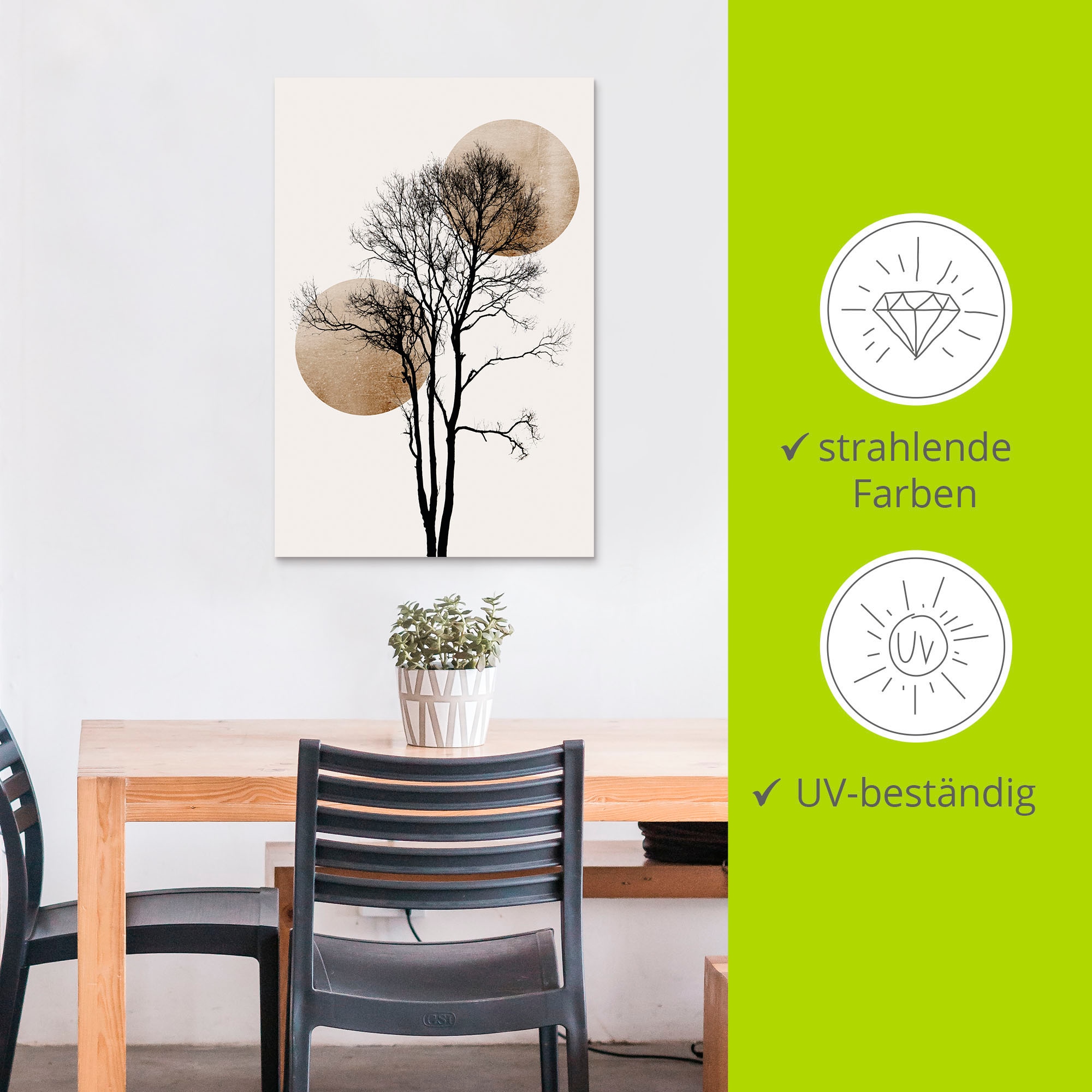Artland Wandbild »Sonne und Mond versteckt« Baumbilder 1 Stk. tlg. als Alubild, Outdoorbild, Leinwandbild, Poster, Wandaufkleber