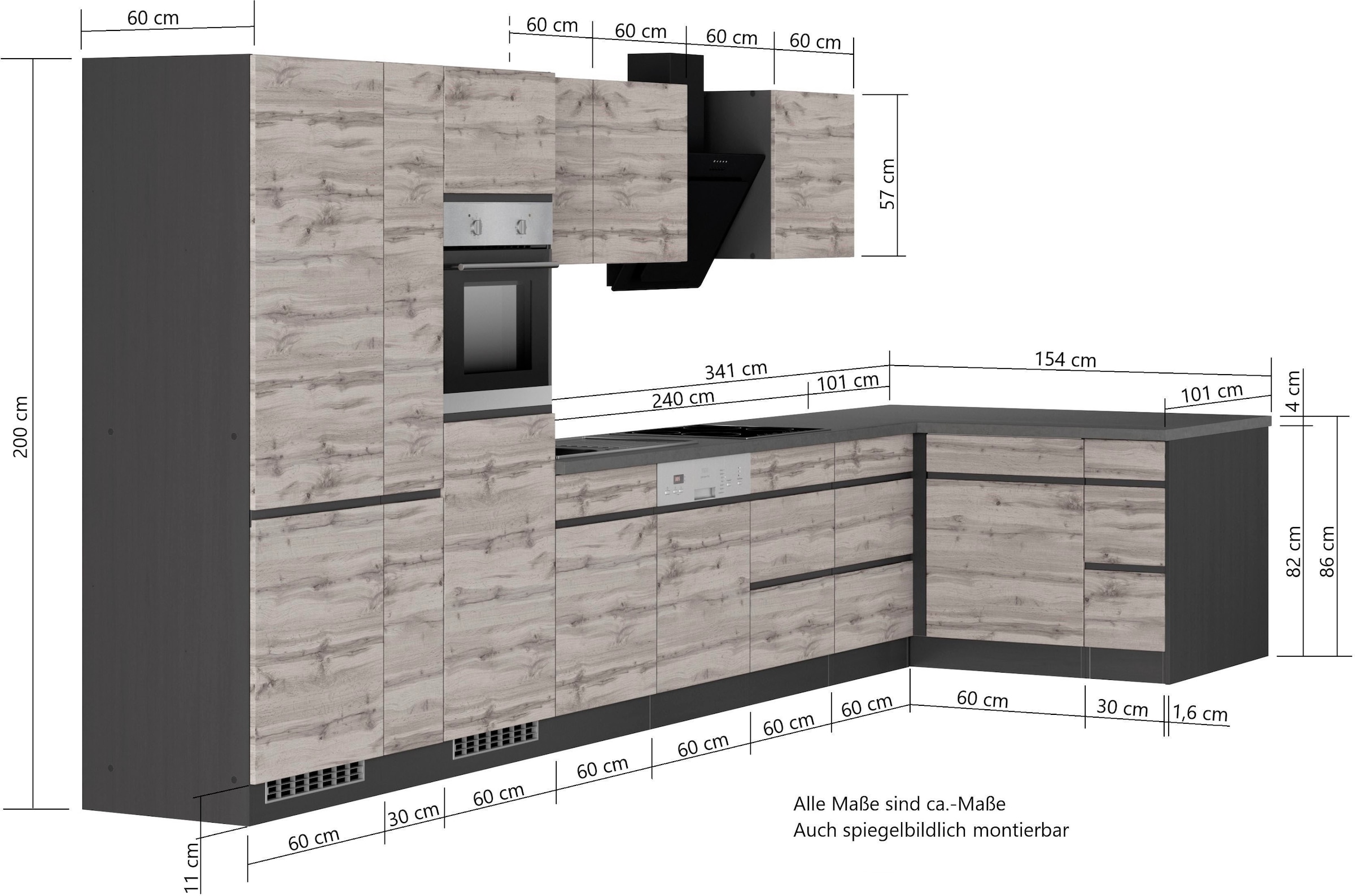 KOCHSTATION Winkelküche »KS-Riesa«, Stellbreite 490/153 cm, ohne E-Geräte
