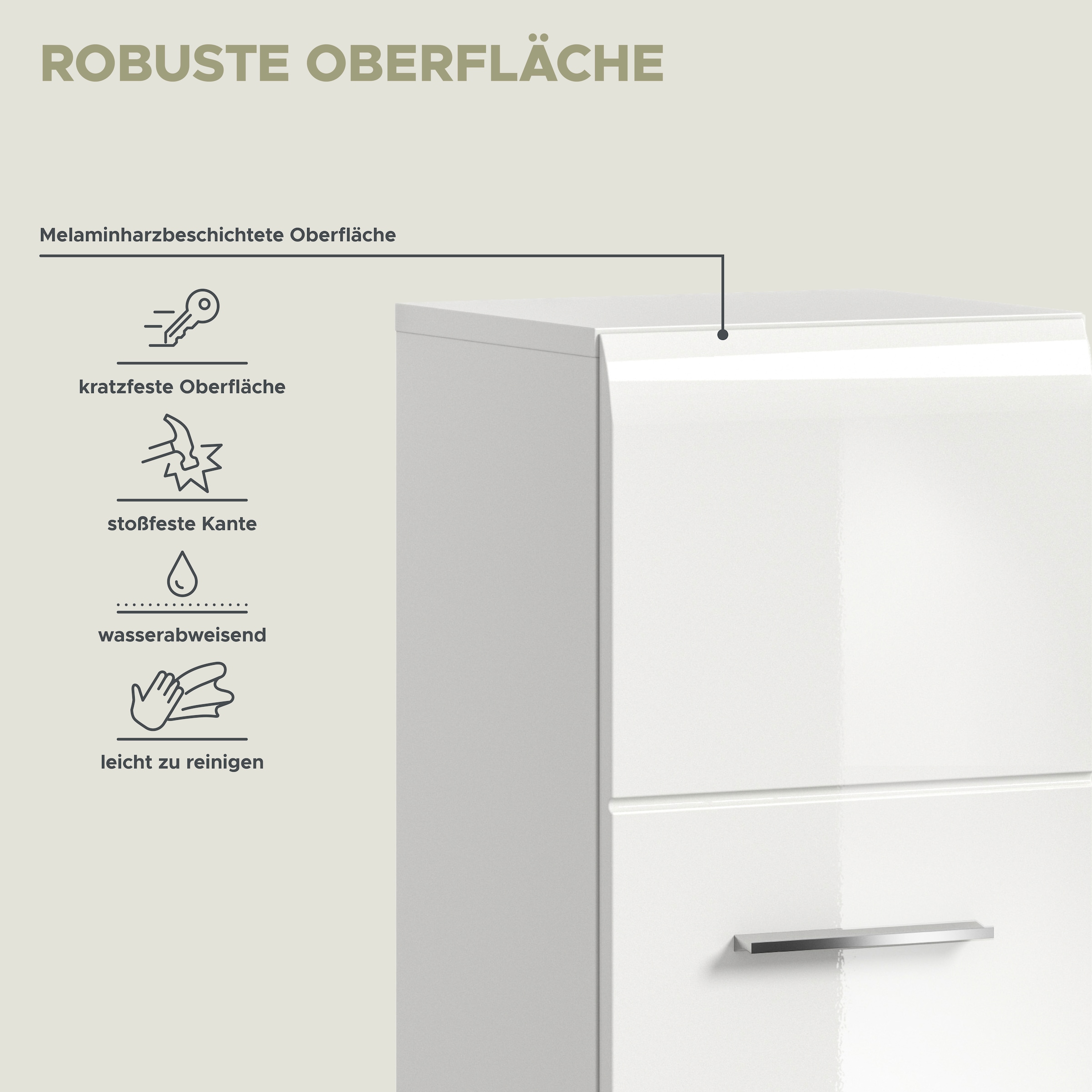 welltime Stauraumschrank 1 Stk. tlg. Florenz, Stauraumschrank, Weiß Hochglanz, 30 cm breit, 4 Fächer