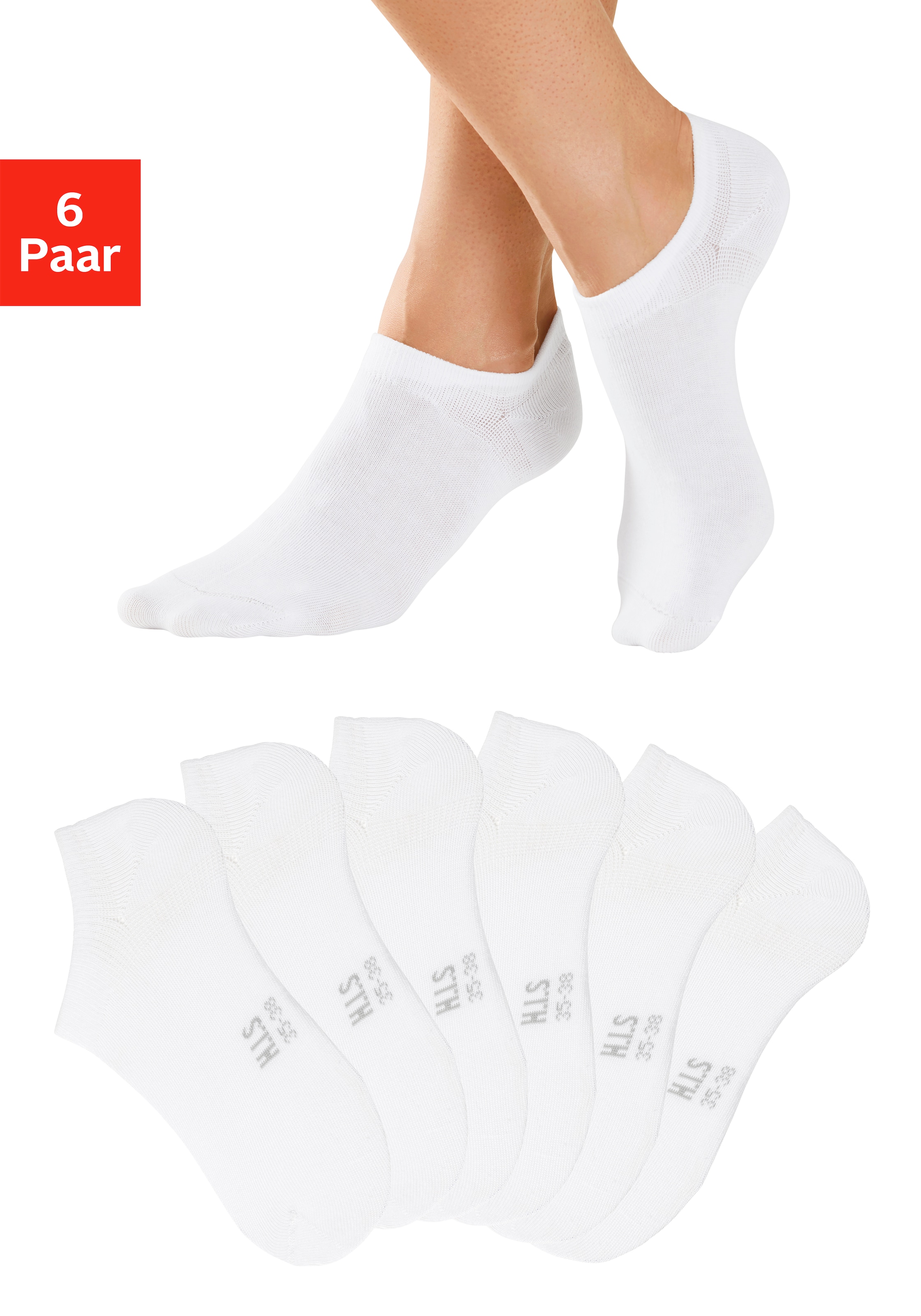 H.I.S Sneakersocken »Damen Herren Unsichtbare Sneaker Socken, Loafer Socken« Packung, 6 Paar tlg. mit besonders kurzem Schaft