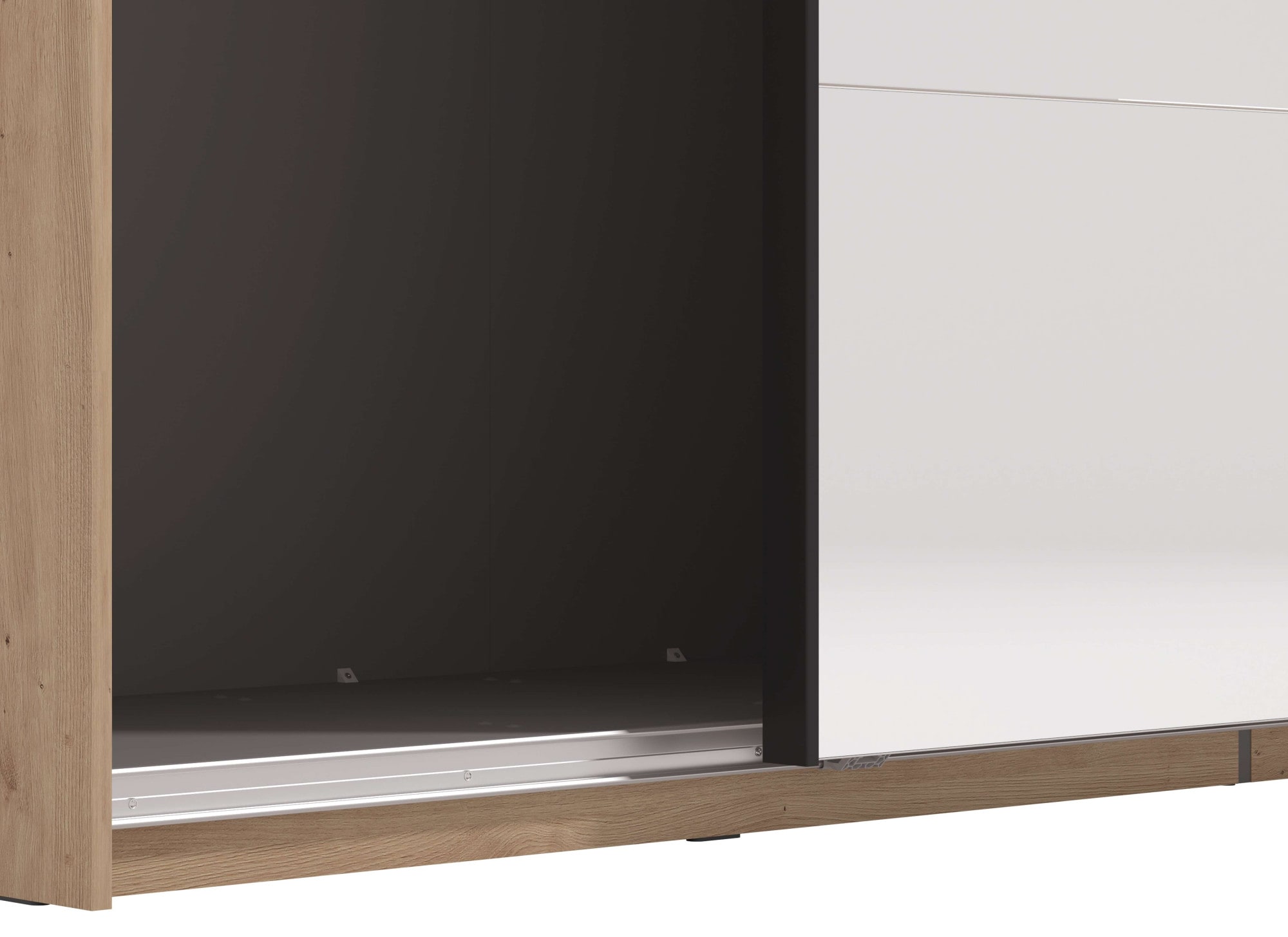 INOSIGN Schwebetürenschrank »Modena, Breite 245 cm, FSC-zertifiziert, Trendfarbe cashmere«, Schlafzimmerschrank mit Spiegel, mit verschiedenen Innenausstattungen