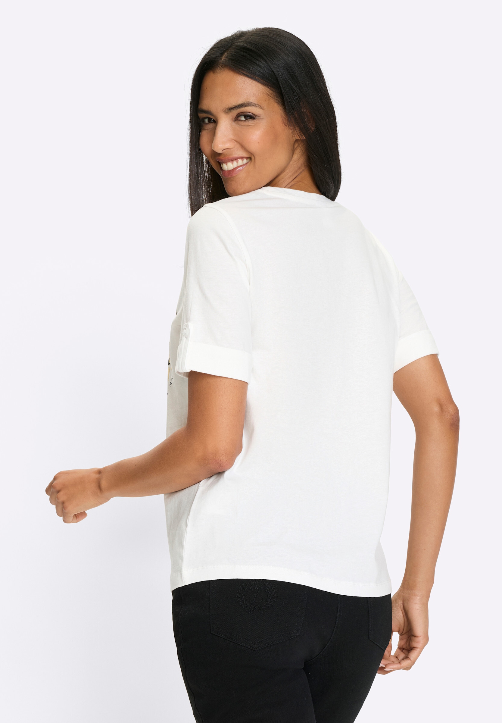 Sieh an! T-Shirt »Kurzarm-Shirt Kurzarmshirt mit Leo-Print«