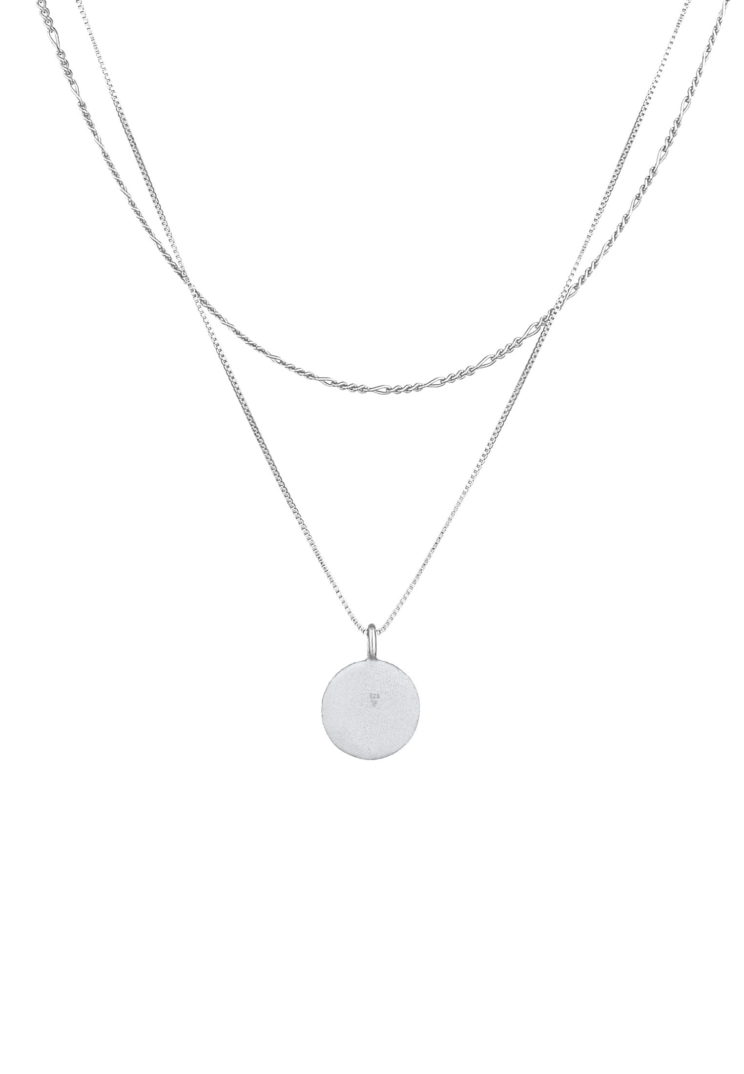 Kuzzoi Kette mit Anhänger »Halskette Herren Layer Figaro Venezianer Plättchen 925 Silber«