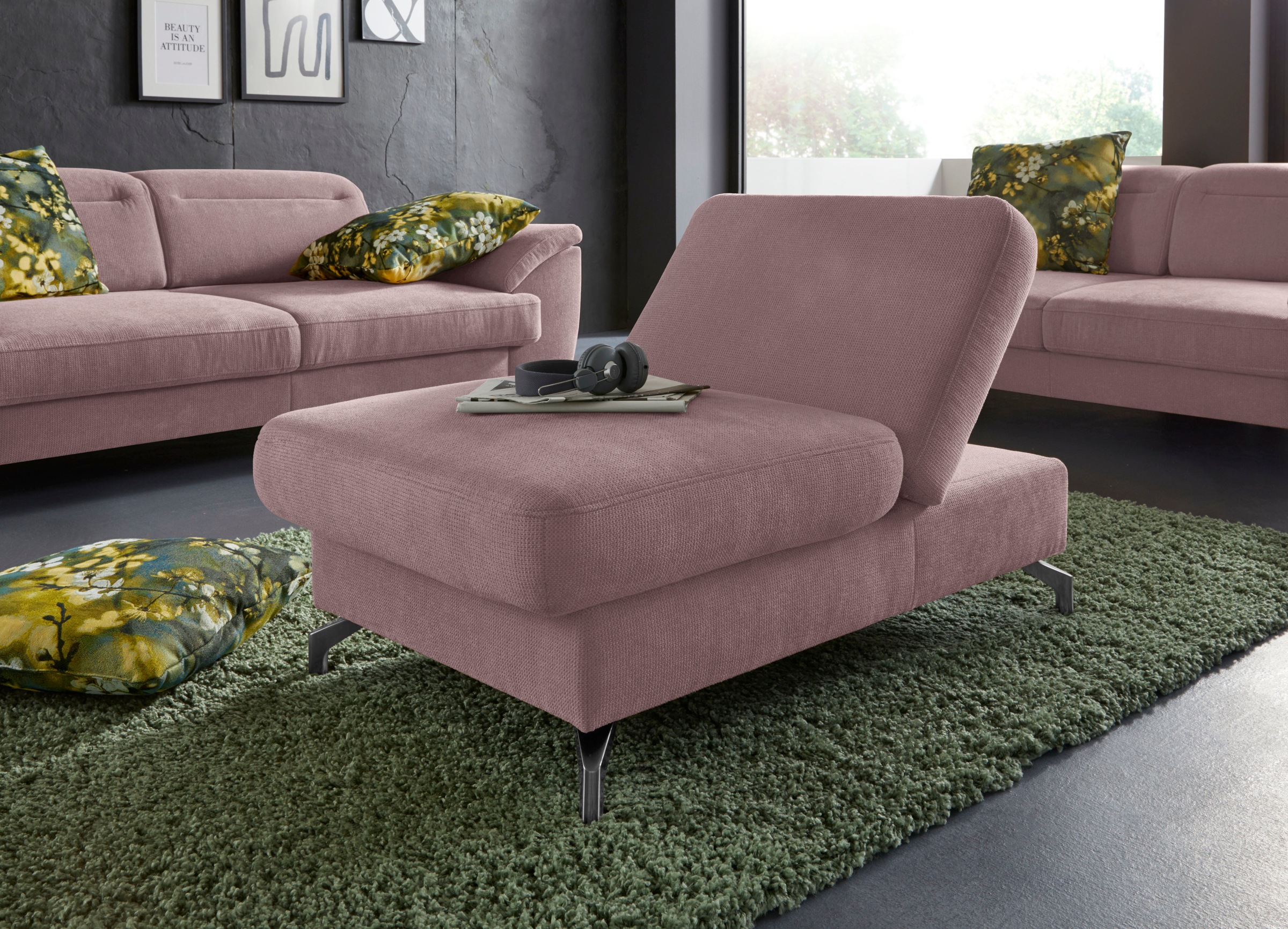 sit&more Hocker »Percy«, Fußhöhe 12 cm, mit Klappfunktion, wahlweise in 2 Fußfarben