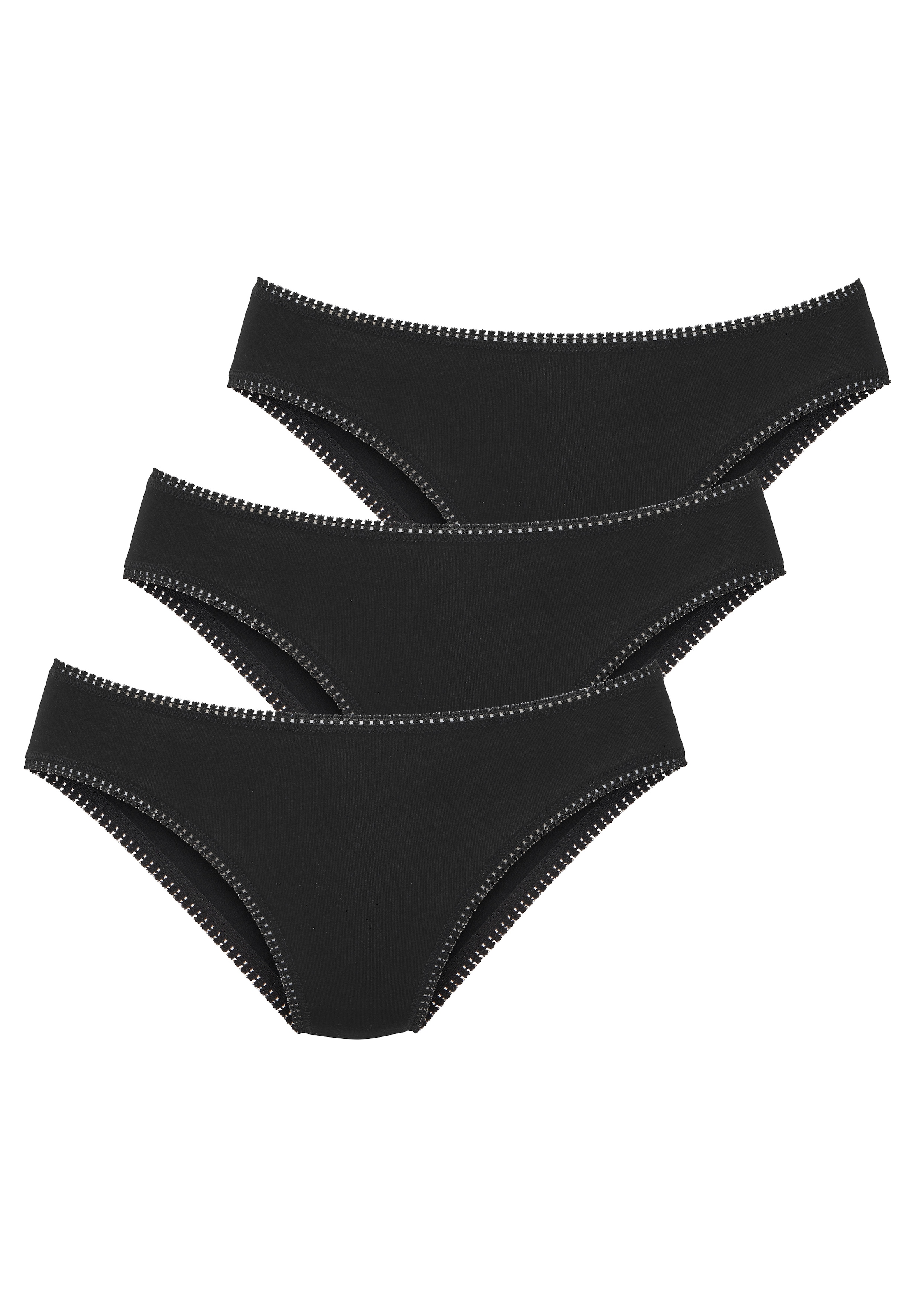 LASCANA Jazz-Pants Slips 3er-Pack,  mit Spitze am Beinabschluss, aus weichem und elastischem Jersey