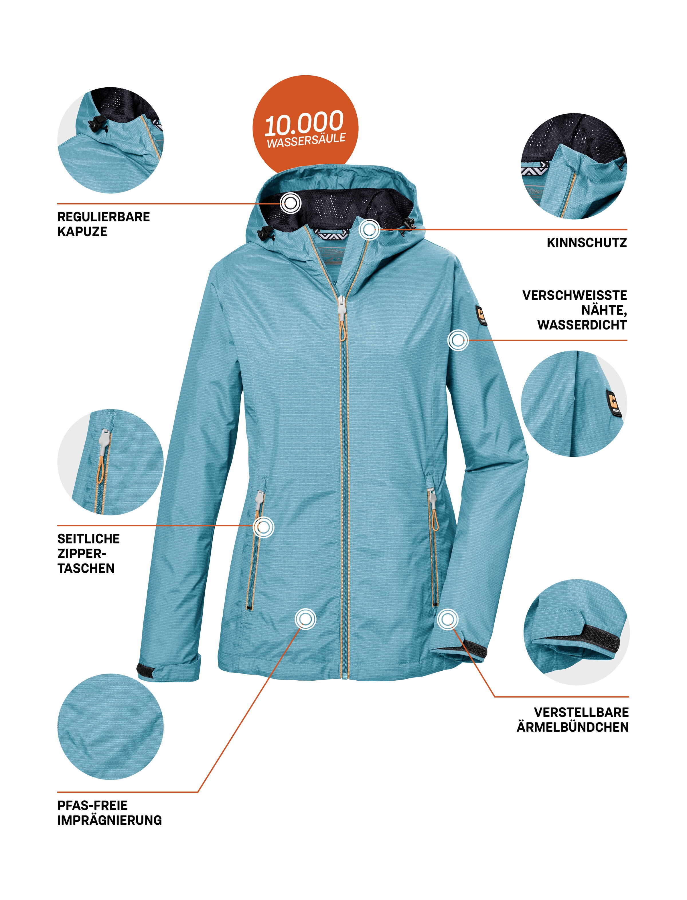 Killtec Outdoorjacke »KOS 108 WMN JCKT«, Leichte, wasser- und winddichte Damenjacke, PFAS-frei imprägniert