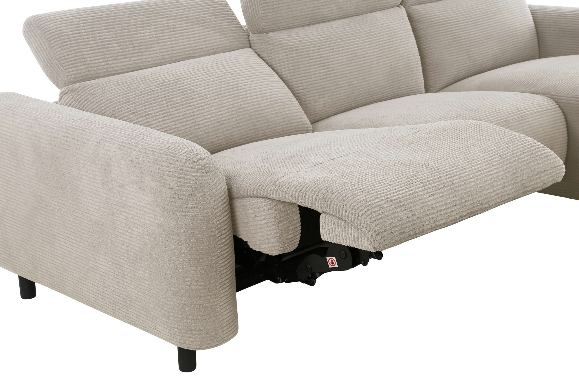 Home affaire Ecksofa »SKAANE in Cord, L-Form, 274 cm, manuelle u. elektrische Funktion,«, rundes Design, Kopfteilverstellung, Federkernpolsterung