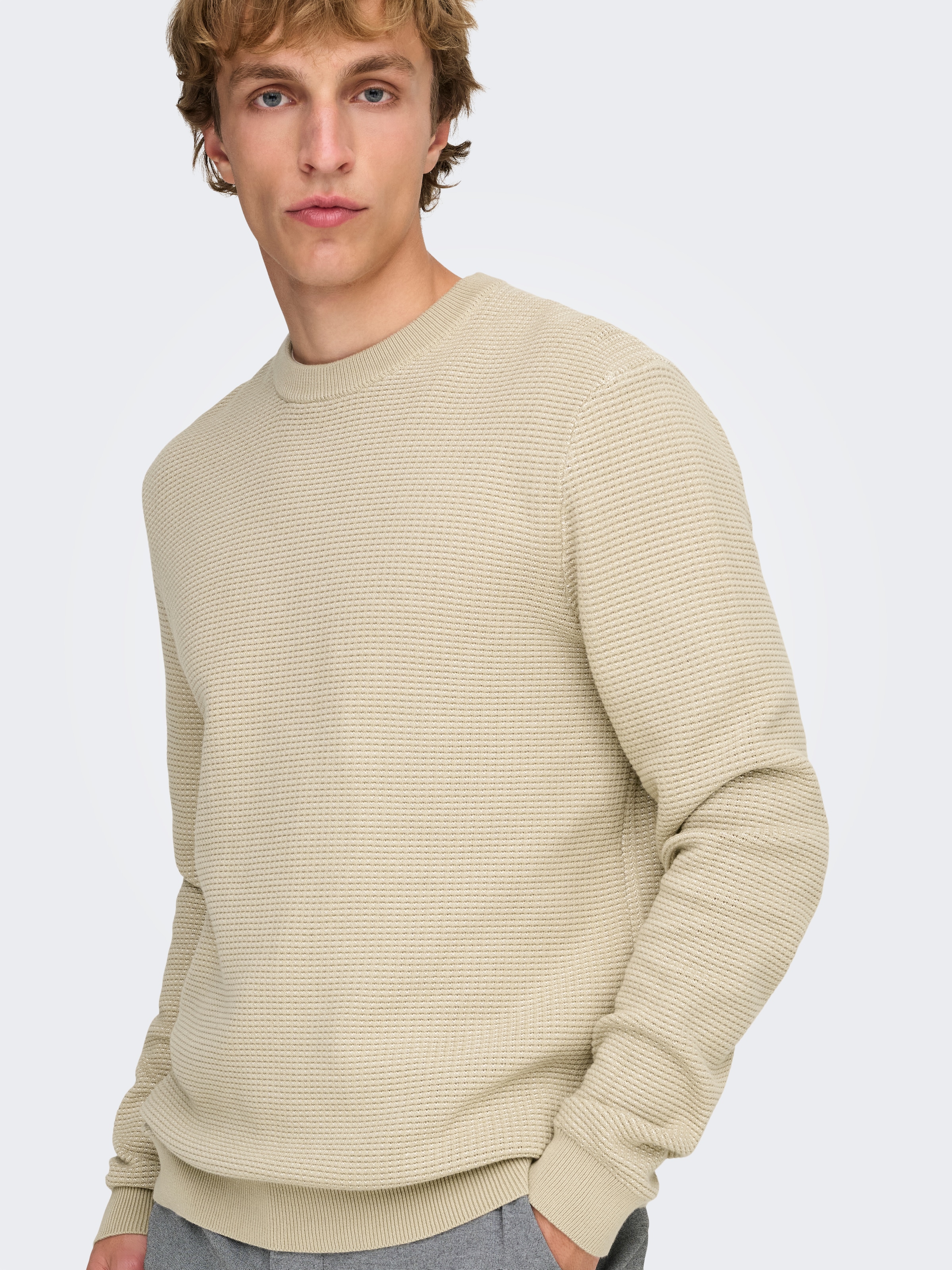 ONLY & SONS Strickpullover »ONSDAVE REG LS CREW NECK KNIT NOOS« Baumwolle, regular fit