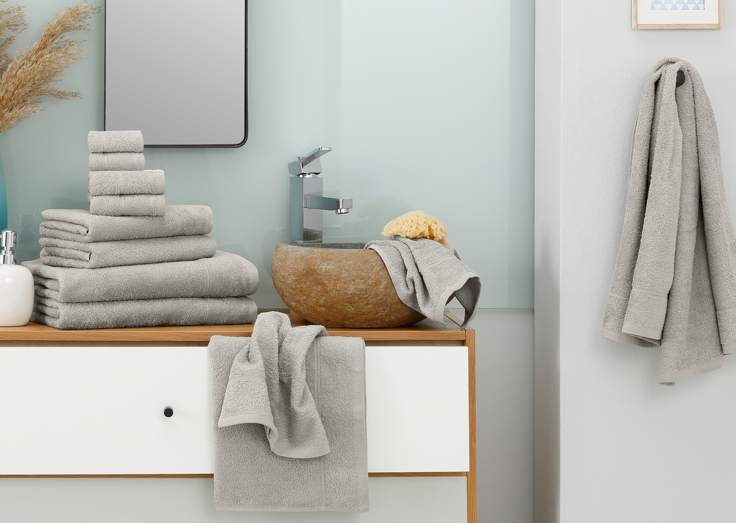 [Sonderverkaufsartikel] my home Handtuch »Sanremo«, Set Frottier, Handtuch-Set aus einfarbiges Handtücher mit Baumwolle 100% Bordüre, 12 tlg., Set