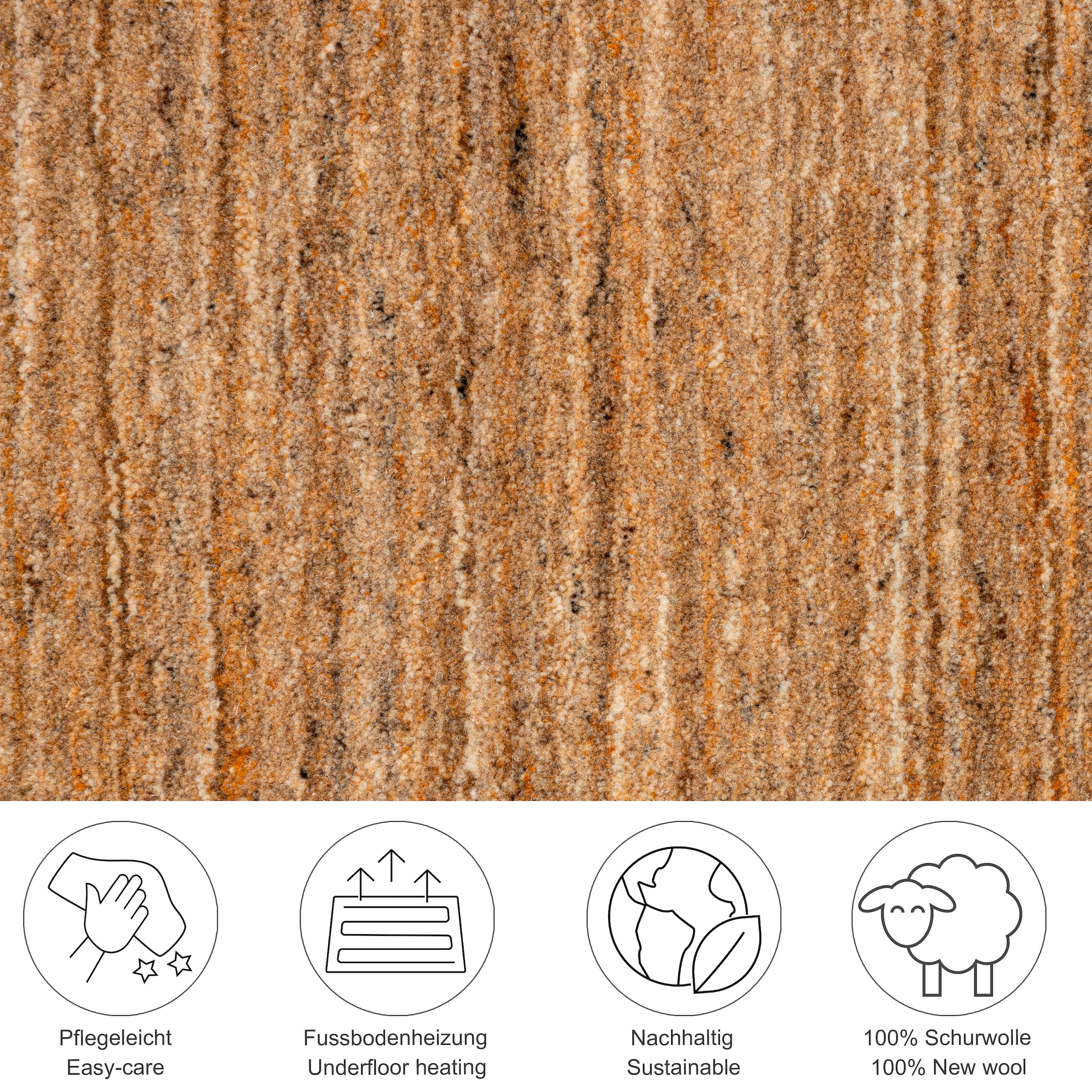 THEKO Wollteppich »Pure UNI« rechteckig 14 mm Höhe Handwebteppich, meliert, reine Wolle, handgewebt