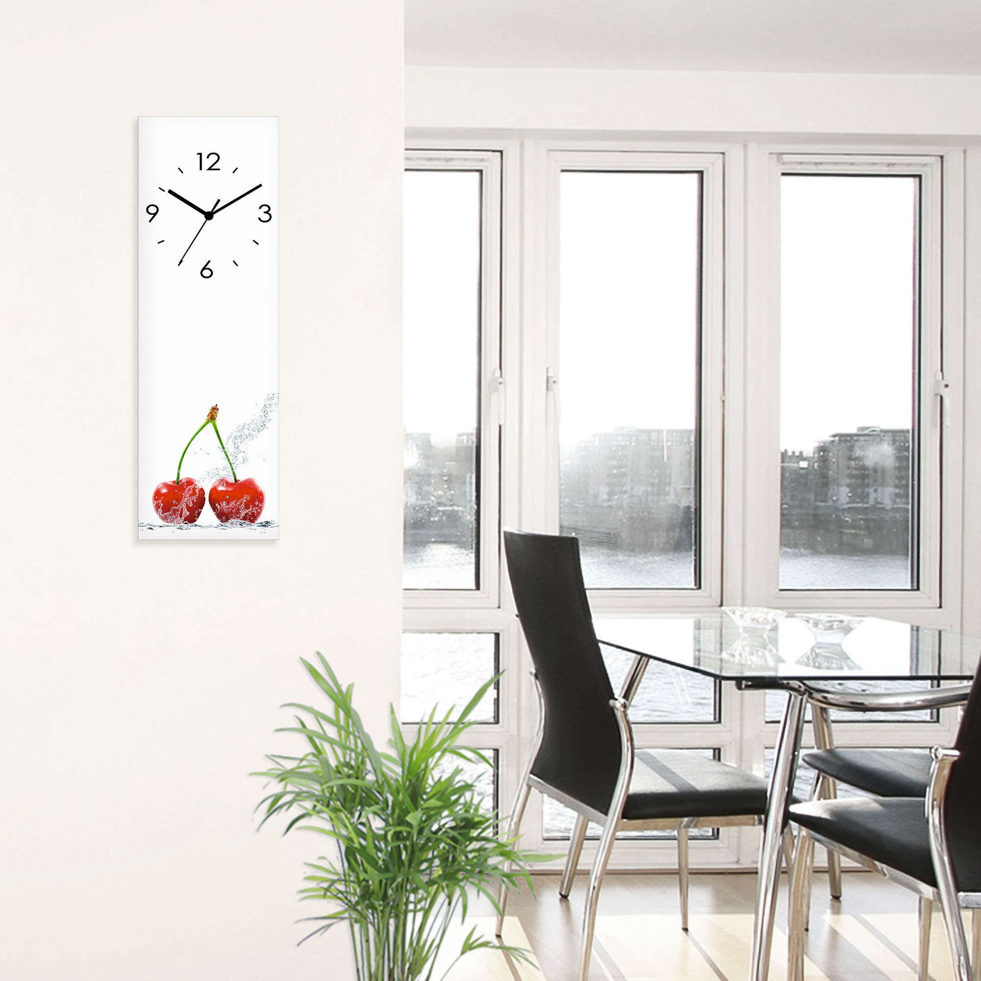Artland Wanduhr »Kirschen mit Spritzwasser«, wahlweise mit Quarz- oder Funkuhrwerk, lautlos ohne Tickgeräusche