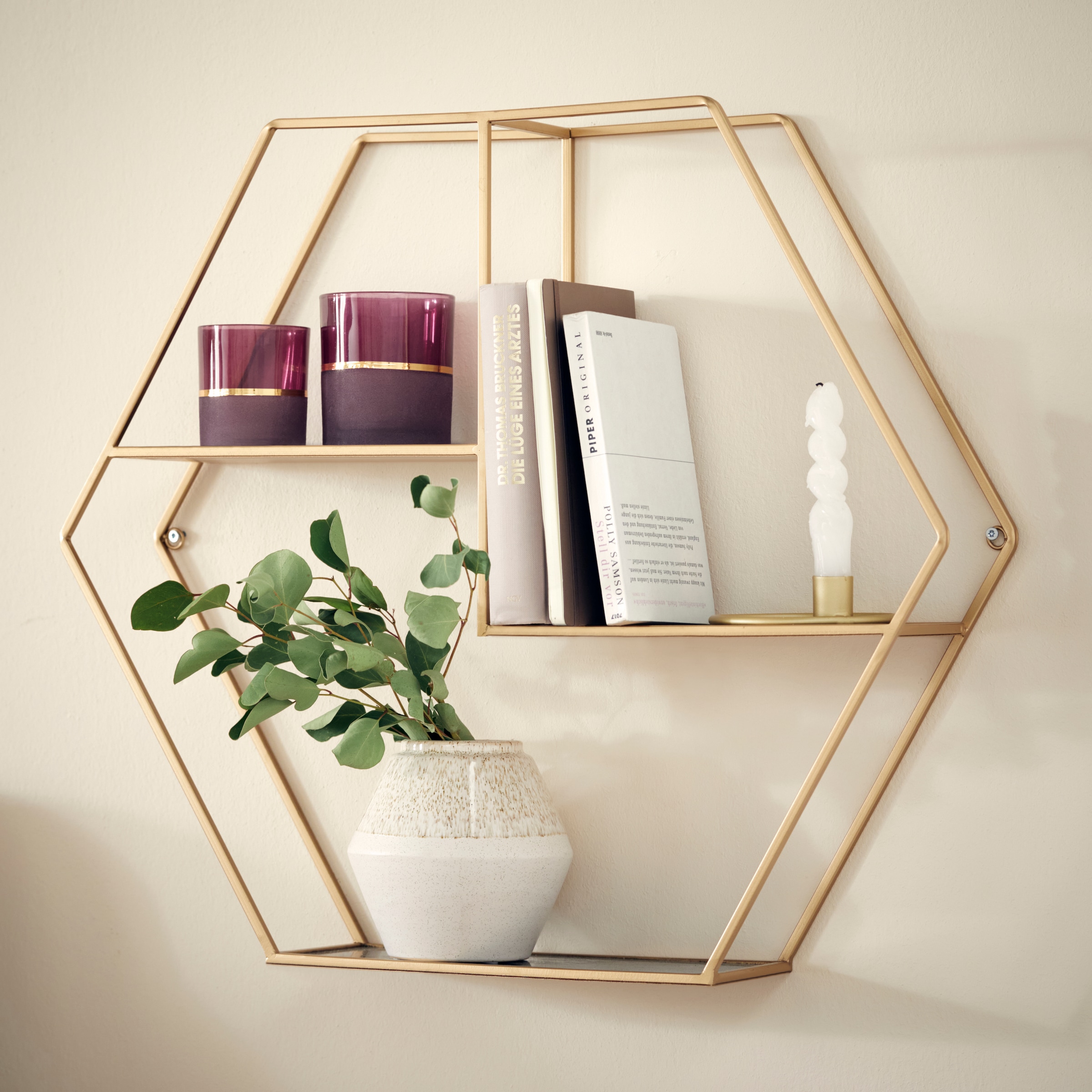 in »Hexagon«, goldfarben, sechseckiges modernem Leonique Element, bequem bestellen Design Deko-Wandregal