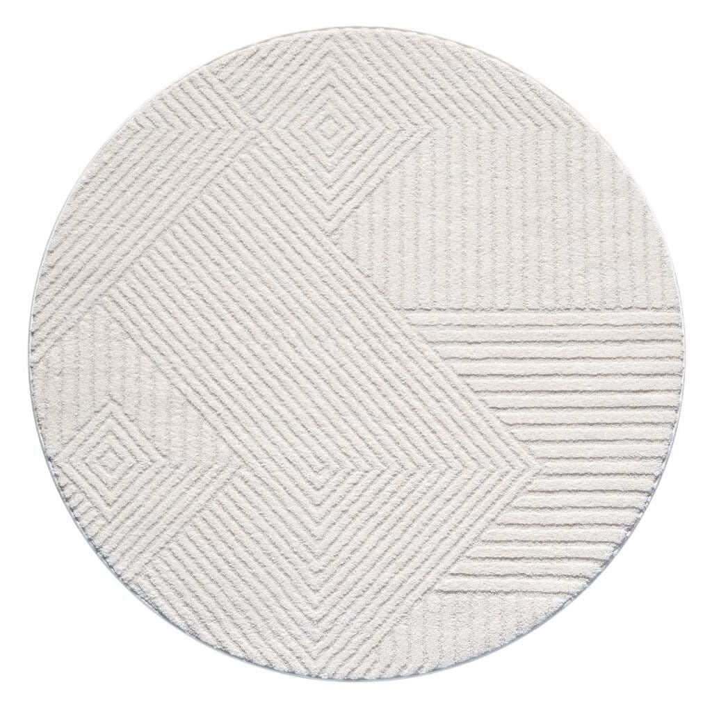 Carpet City Teppich »LOUNGE 0632«, rund, 15 mm Höhe, Kurzflor-Teppich Modern, Hoch-Tief-Struktur, Wohnzimmer, Schlafzimmer