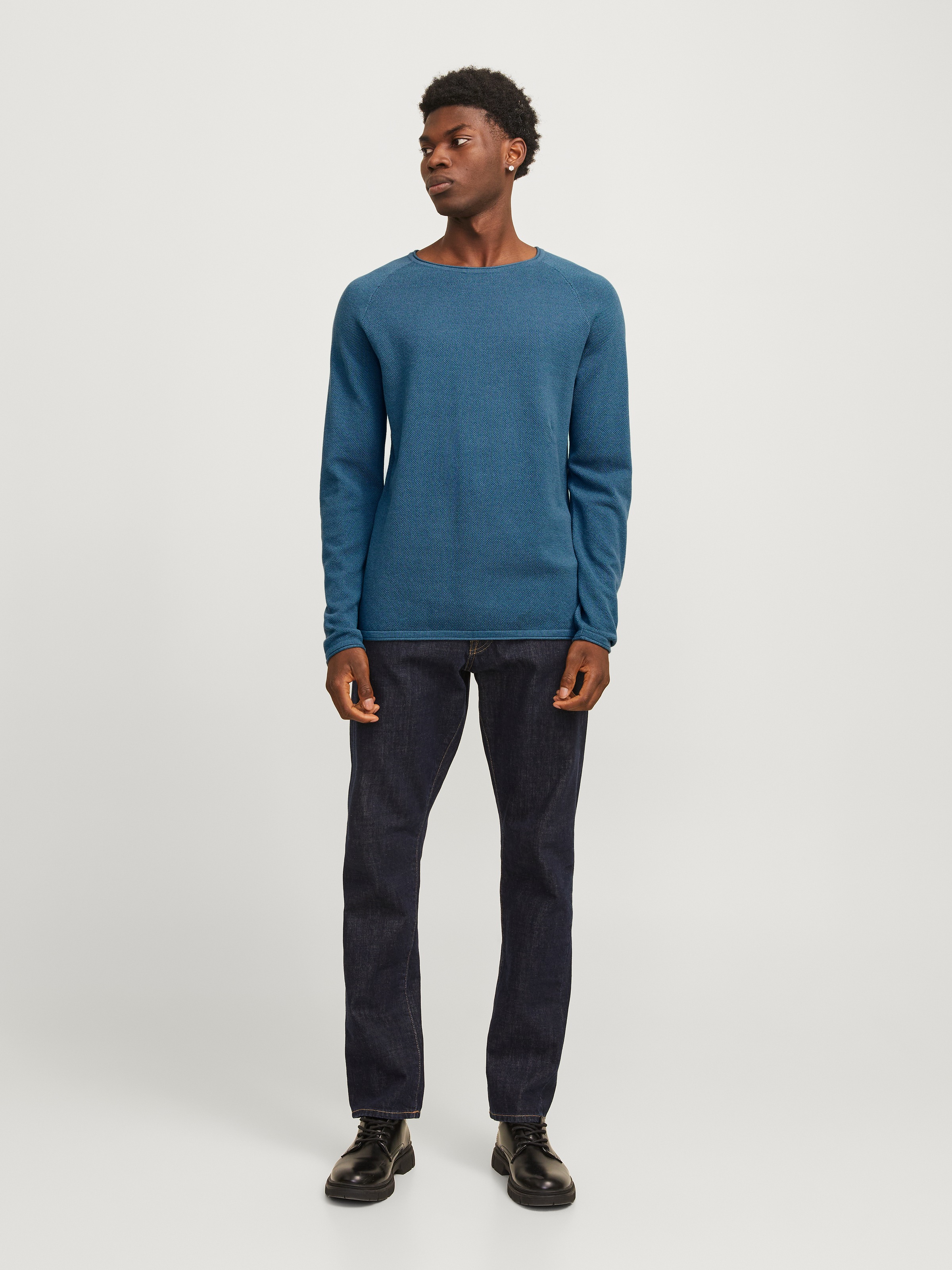Jack & Jones Rundhalspullover »JJEHILL KNIT CREW NECK NOOS«, mit Strukturstrick