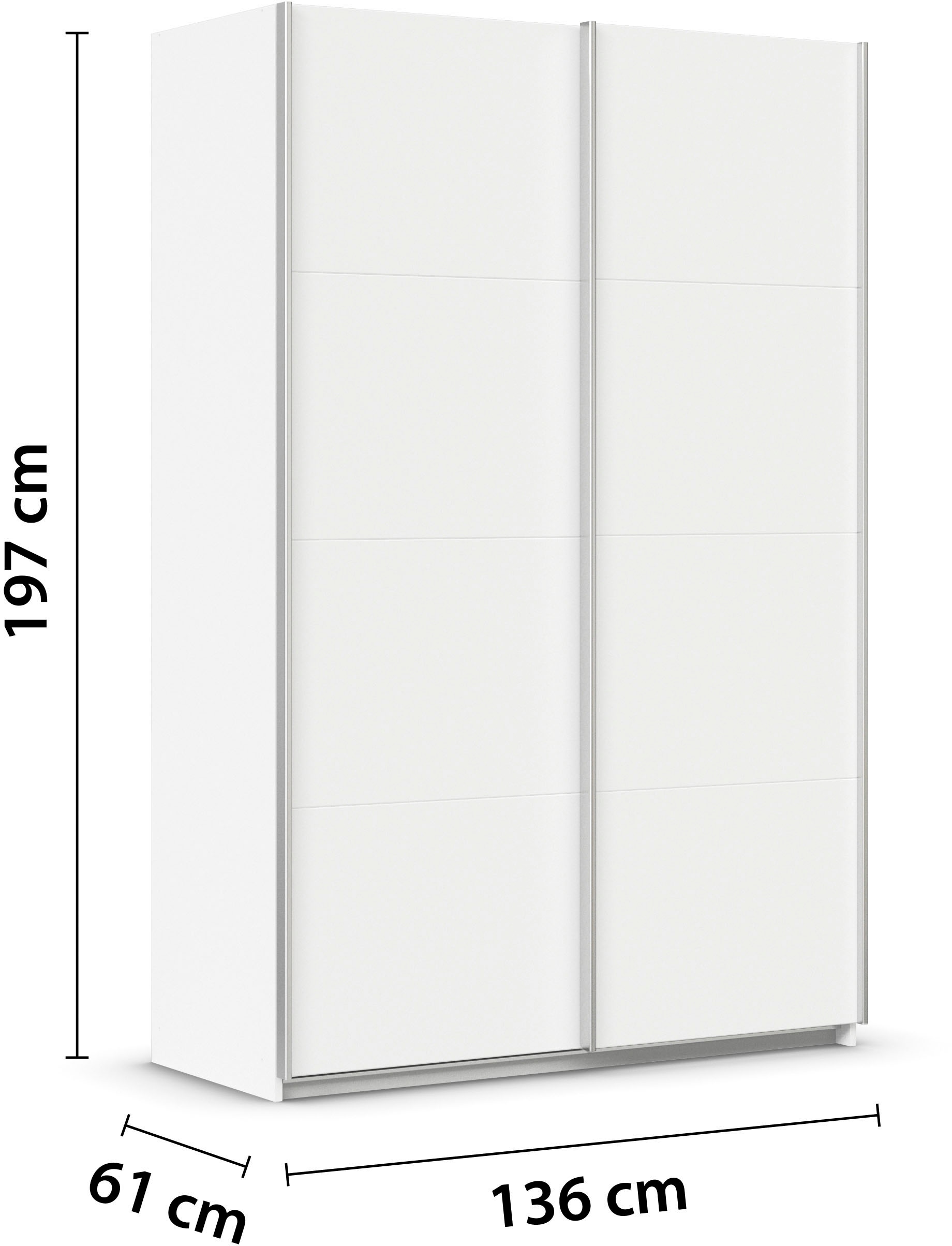 INOSIGN BY RAUCH Schwebetürenschrank »Kleiderschrank Schrank Garderobe Schlafzimmerschrank THANOS« in 3 verschiedenen Ausstattungen BASIC/CLASSIC/PREMIUM,  Optional mit Spiegel, Metall-Griffleisten alufarben MADE IN GERMANY