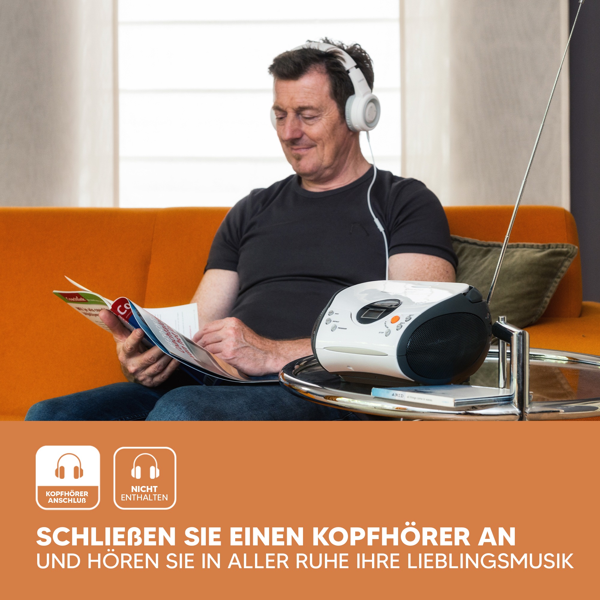 Lenco Boombox »SCD-24«, (FM-Tuner 2 W), batteriebetrieb möglich