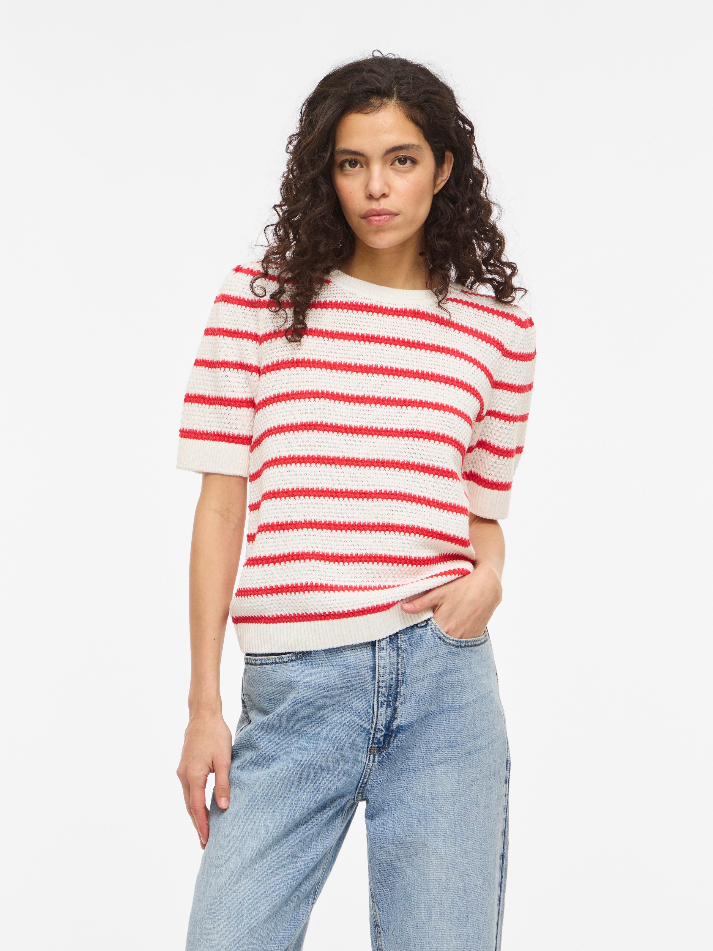 Vila Kurzarmpullover »VIDALO O-NECK S/S STRIPE KNIT-NOOS«