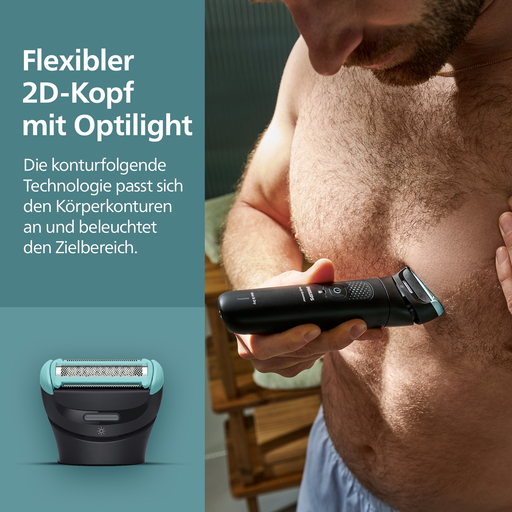 Philips Elektrokörperrasierer »Serie 7000 BG7470/15« 4 Stk. Aufsätze mit flexiblem 2D-Scherkopf, Präzisionskamm, inkl. Reiseetui