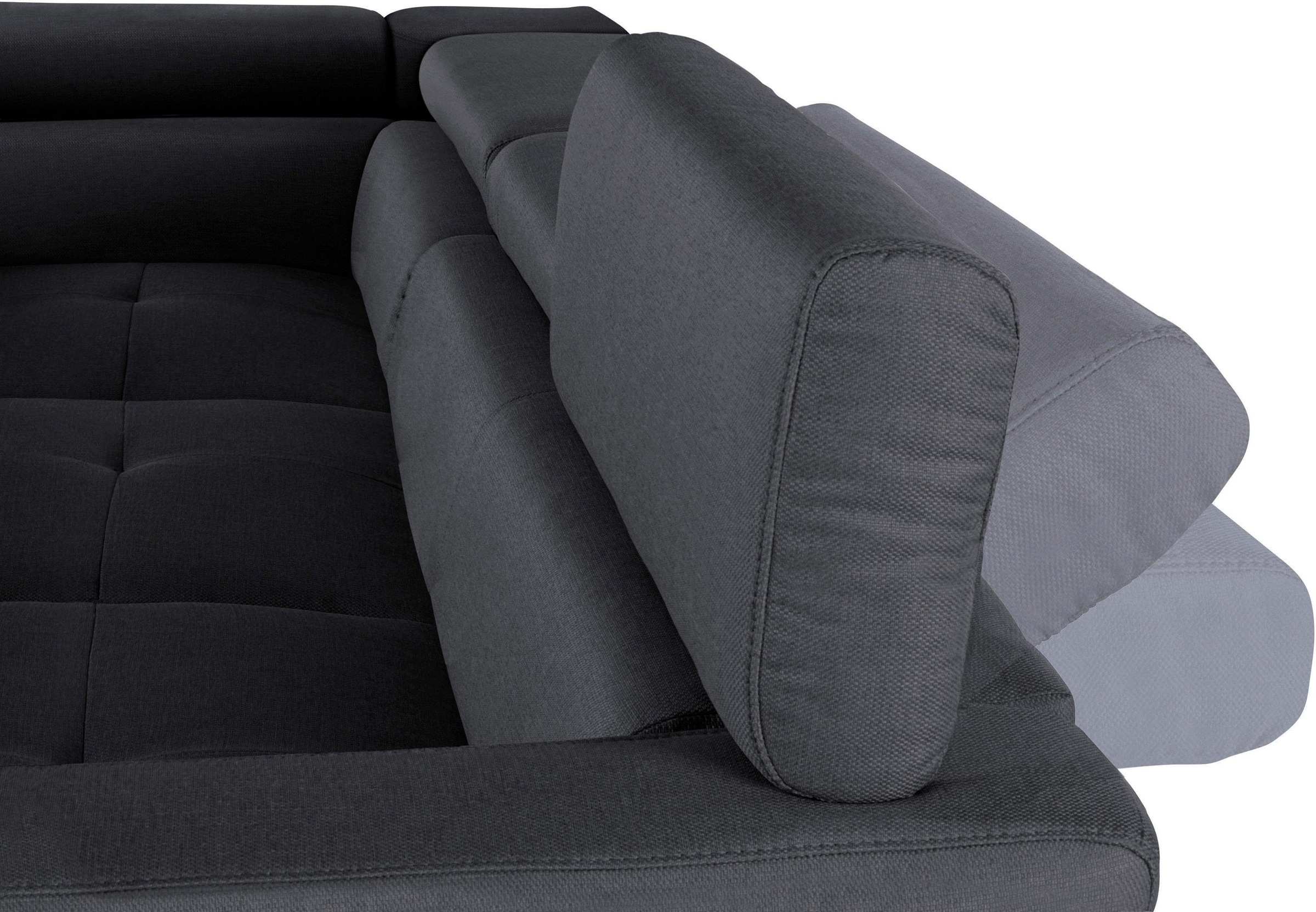 COTTA Polstergarnitur »Sammy L-Form«, (Set), Set bestehend aus: Ecksofa mit Kopfteilverstellung & Hocker