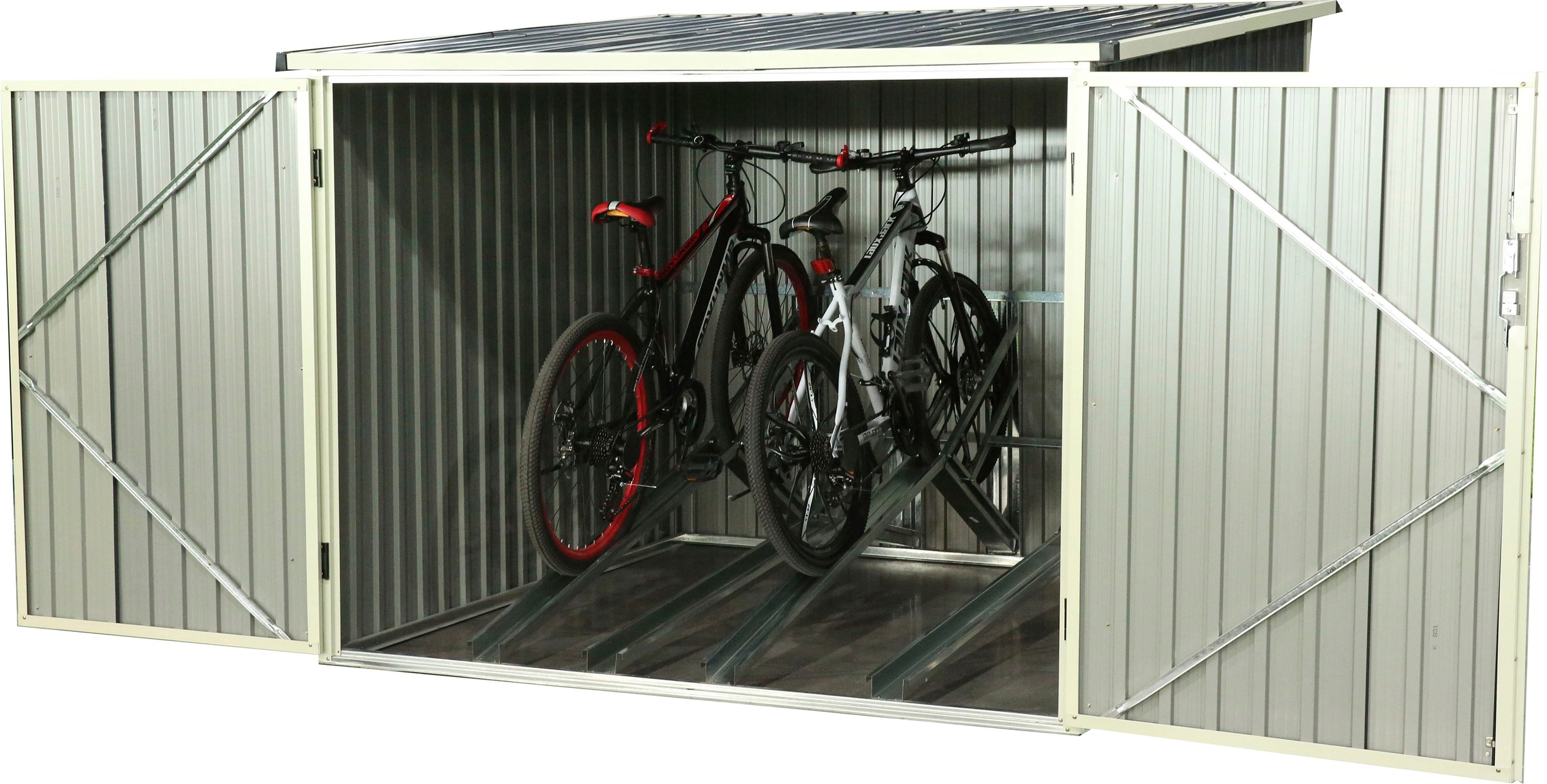 WESTMANN Aufbewahrungsbox »Fahrradgarage«, mit integrierten Fahrradständern, aus pulverbeschichtetem Stahl