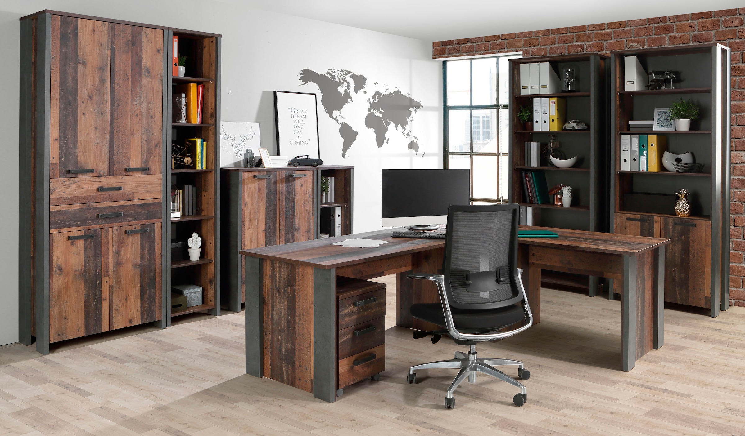 FORTE Aktenregal »Clif«, Bücherregal im Industriestil, Höhe 220,7 cm