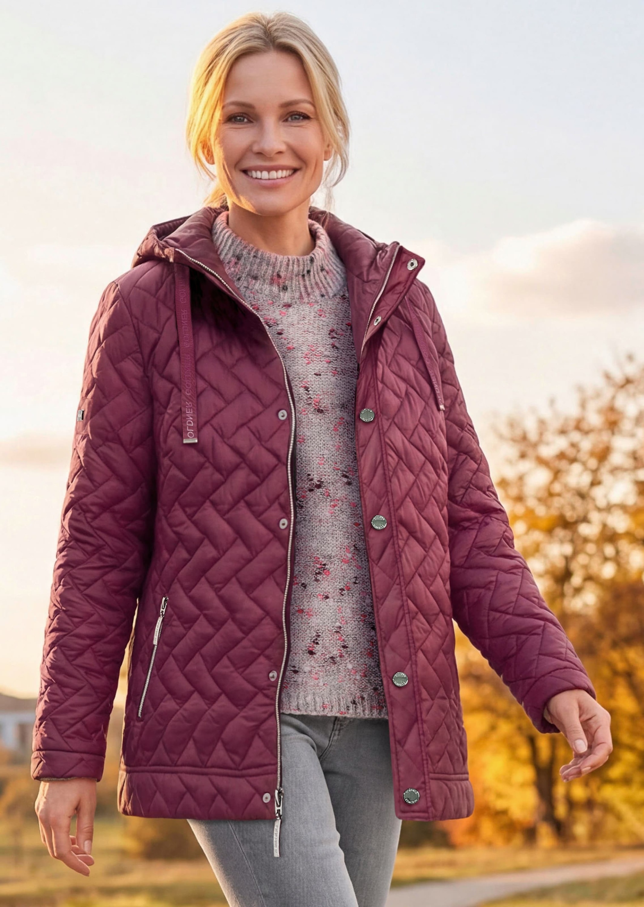 GOLDNER Kurzjacke »Übergangsjacke mit Kapuze« Mit dekorativen Ripsbändern