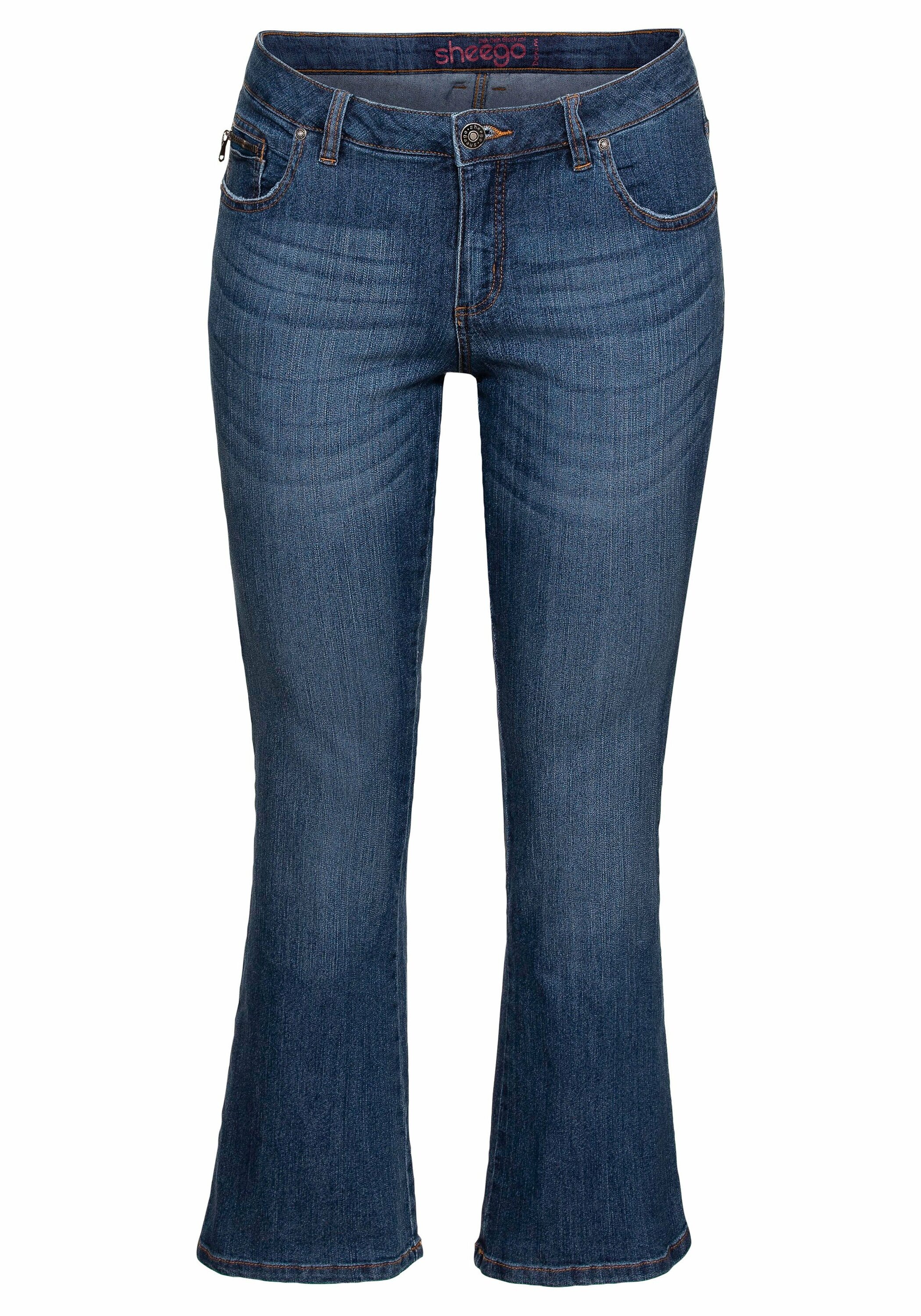 Sheego Bootcut-Jeans »Jeans in 5-Pocket-Form, mit Used-Effekten«