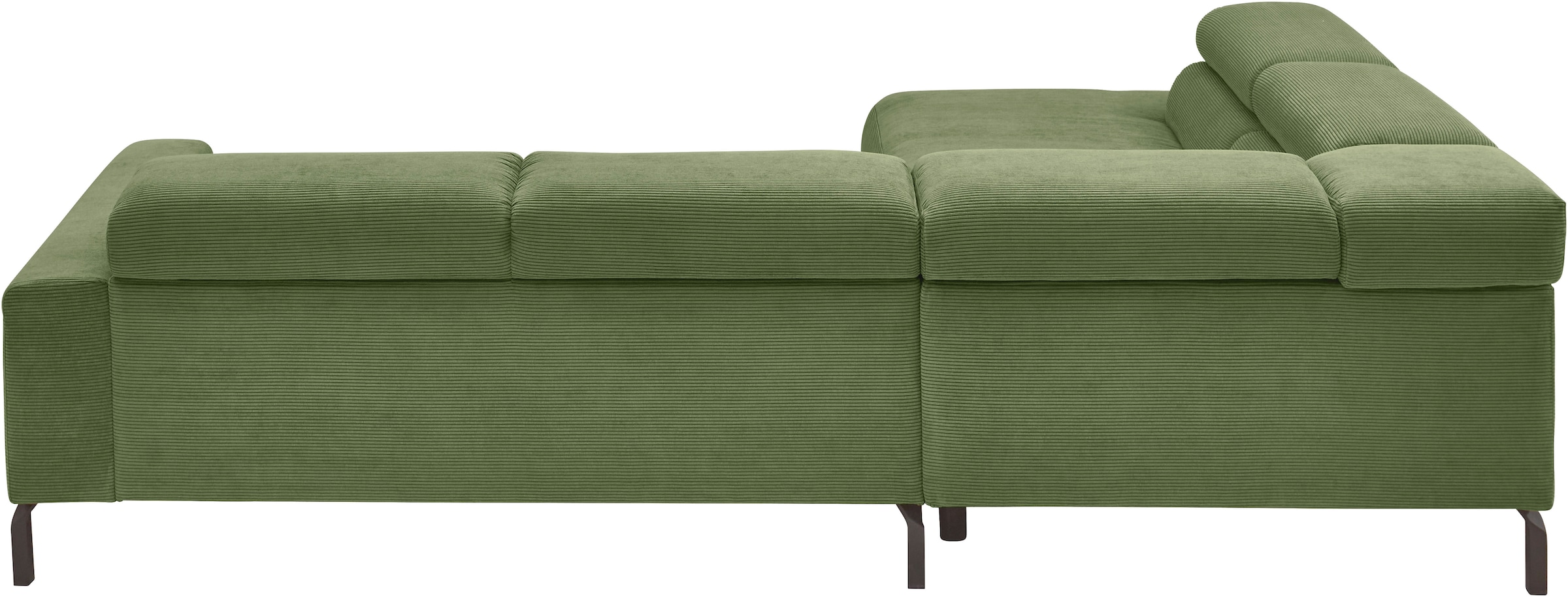 Home affaire Ecksofa »Antonelli, L-Form,  inkl. Kopfteilverstellung, Breite 276 cm« ohne Sitztiefenverstellung, in Feincord, moos