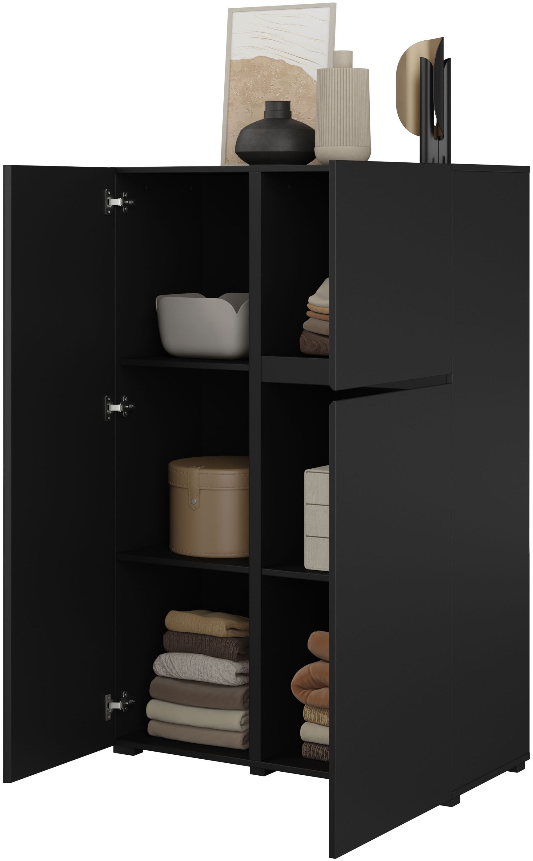 OTTO home Highboard »Metric,Breite 92cm, moderne grifflose Hochkommode 3 Türen,Highboard« Hochschrank mit viel Stauraum, Einlegeböden verstellbar, Türkommode