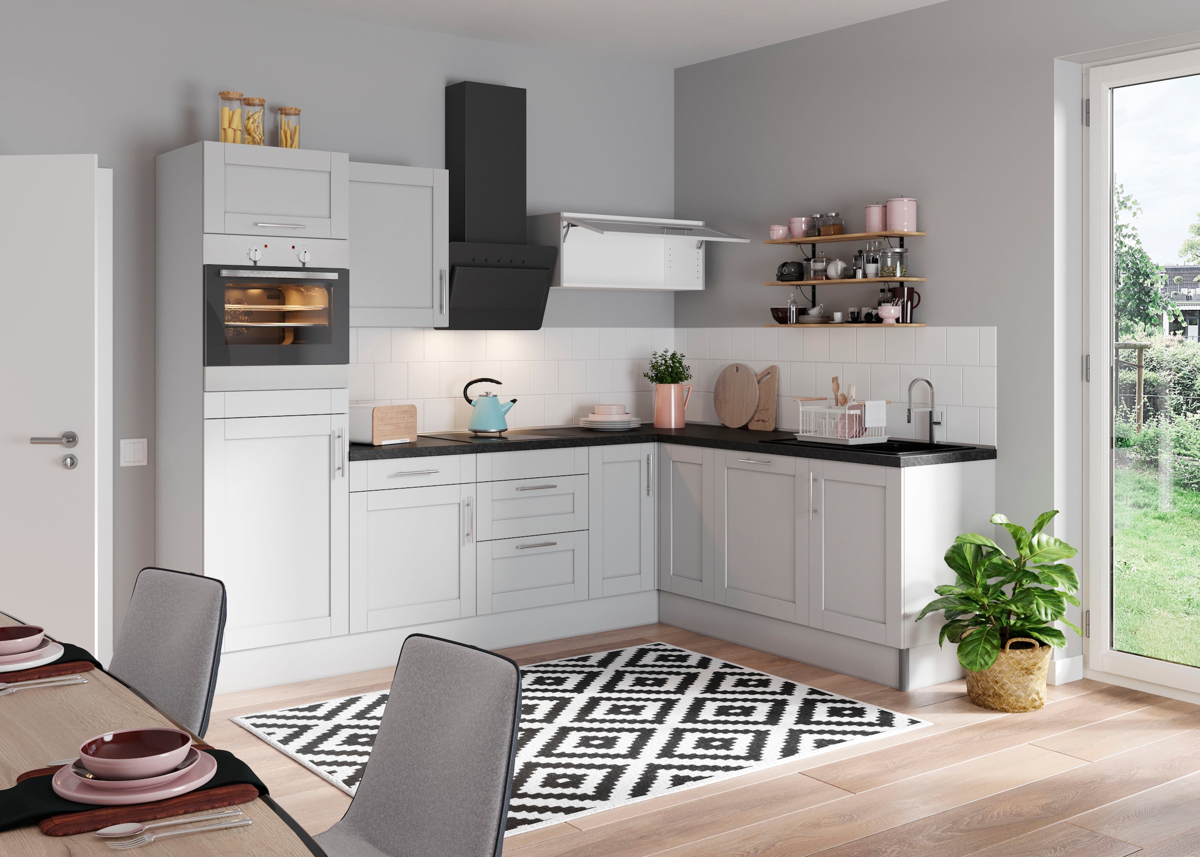 KOCHSTATION Küche »KS-Ahus«, 200 x 270 cm breit, wahlweise mit E-Geräten, Soft Close Funktion