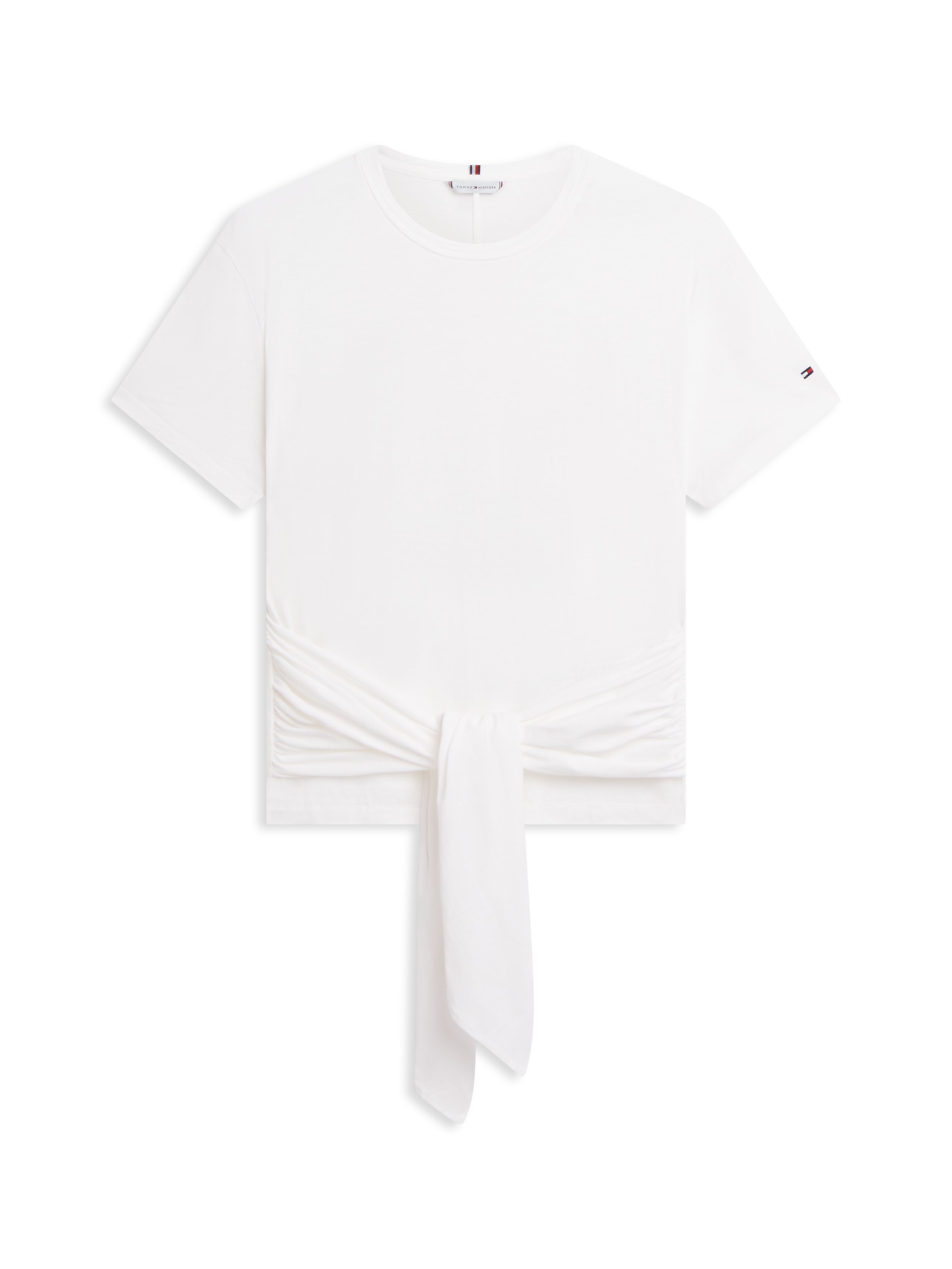 Tommy Hilfiger Kurzarmshirt »CO SLUB KNOT SS TEE« mit Bindegürtel in der Taille