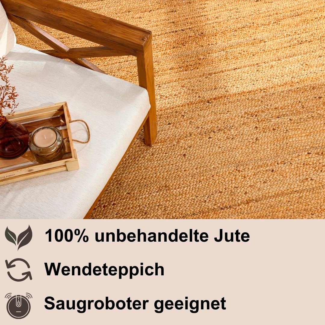 Myflair Möbel & Accessoires Bettumrandung »Lola«, (3 tlg.), Wendeteppich, handgeflochten, Naturfaser, Boho-Style, Läufer-Set