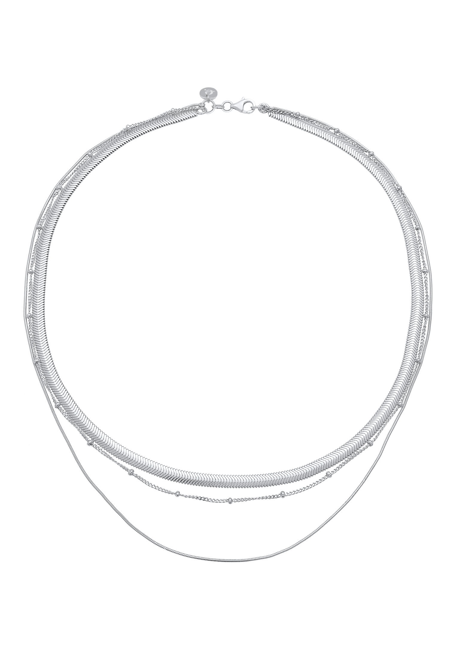 Elli Premium Silberkette »Halskette Halskette Layer 3-reihig Flach Rund Kugelkette 925 Sterling Silber«