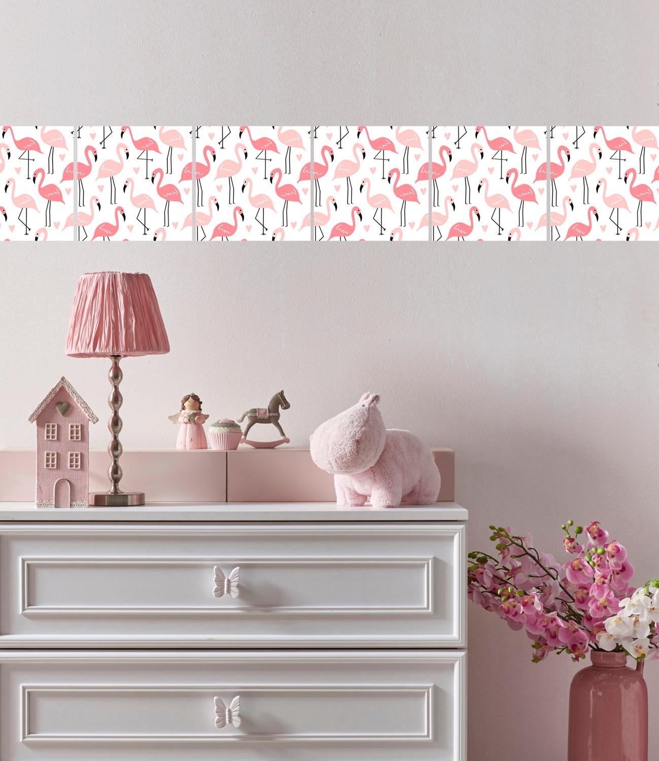 queence Fliesenaufkleber »Flamingos«, Stickerfliesen, selbstklebend, Sticker, 12er Set